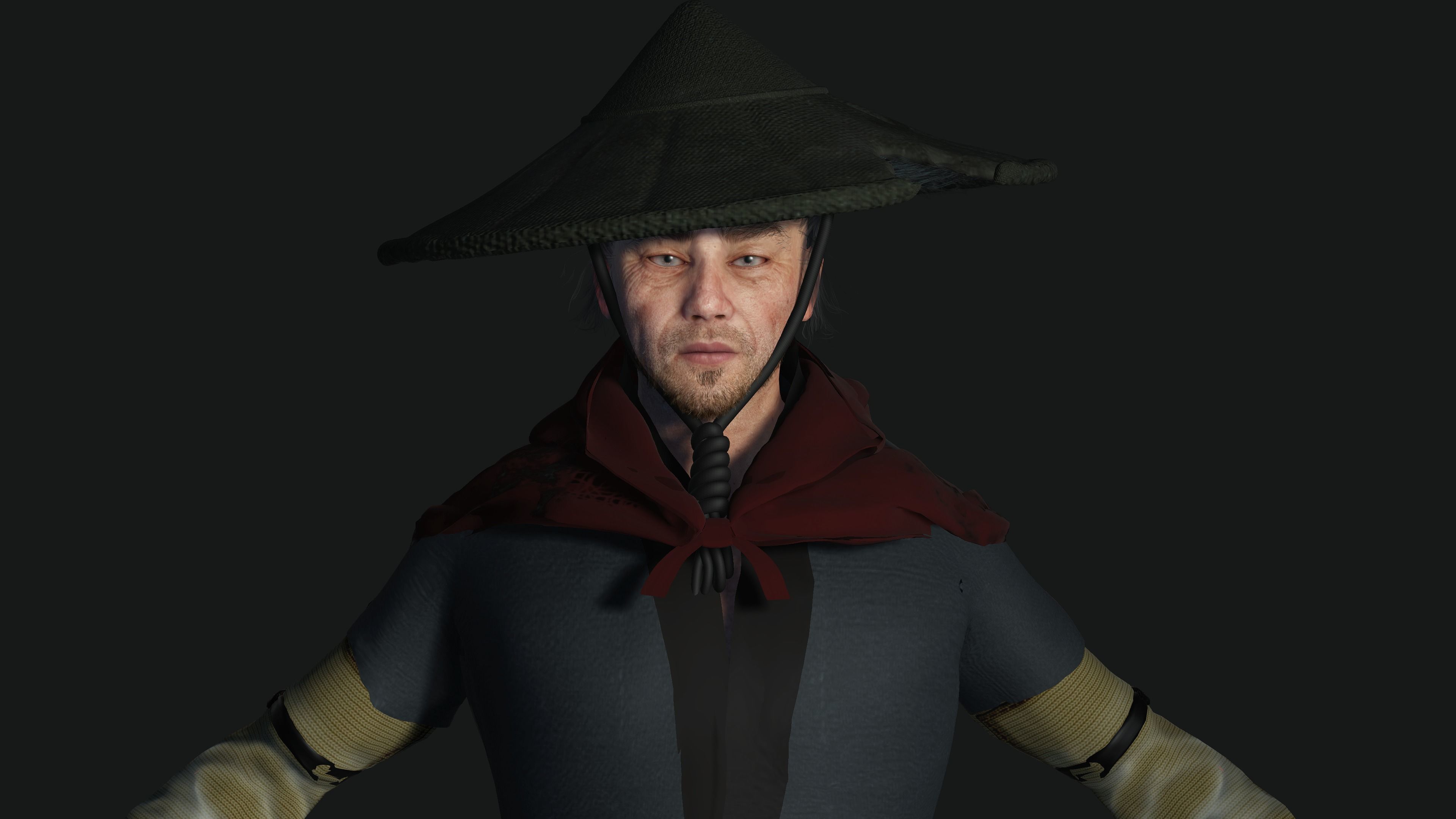 3D REALISTIC MALE CHARACTER - OLD JAPANESE KNIGHT 01 - Asian Low-poly 3D model_20