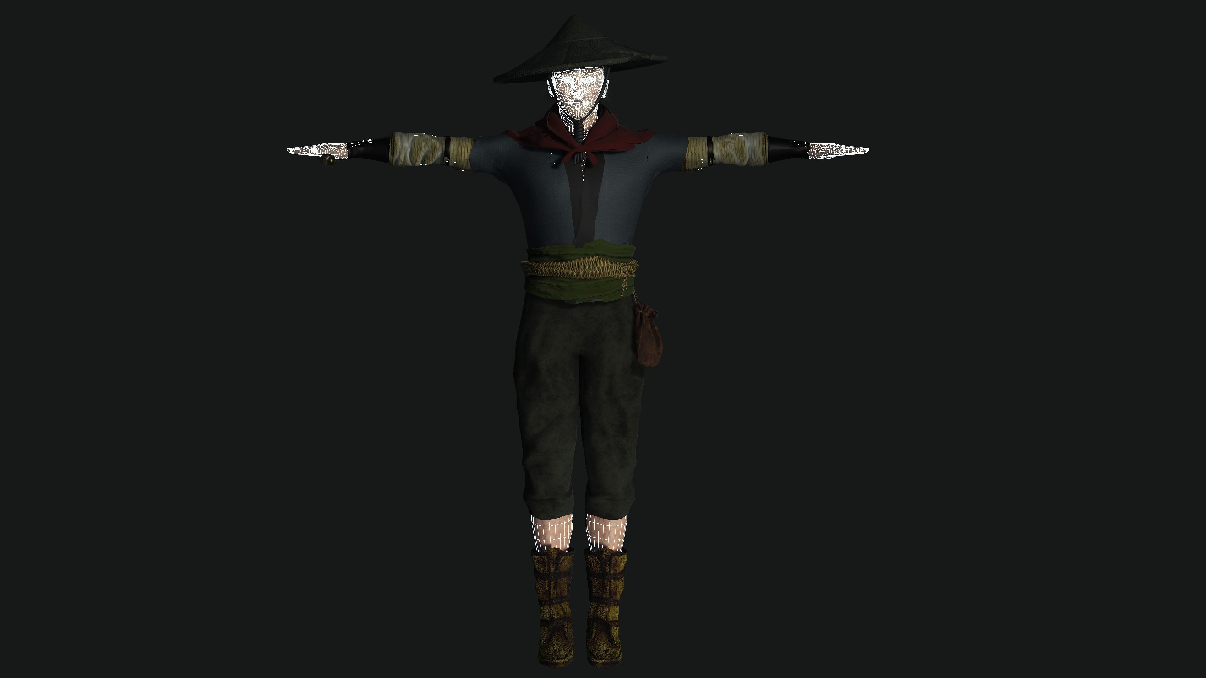 3D REALISTIC MALE CHARACTER - OLD JAPANESE KNIGHT 01 - Asian Low-poly 3D model_25
