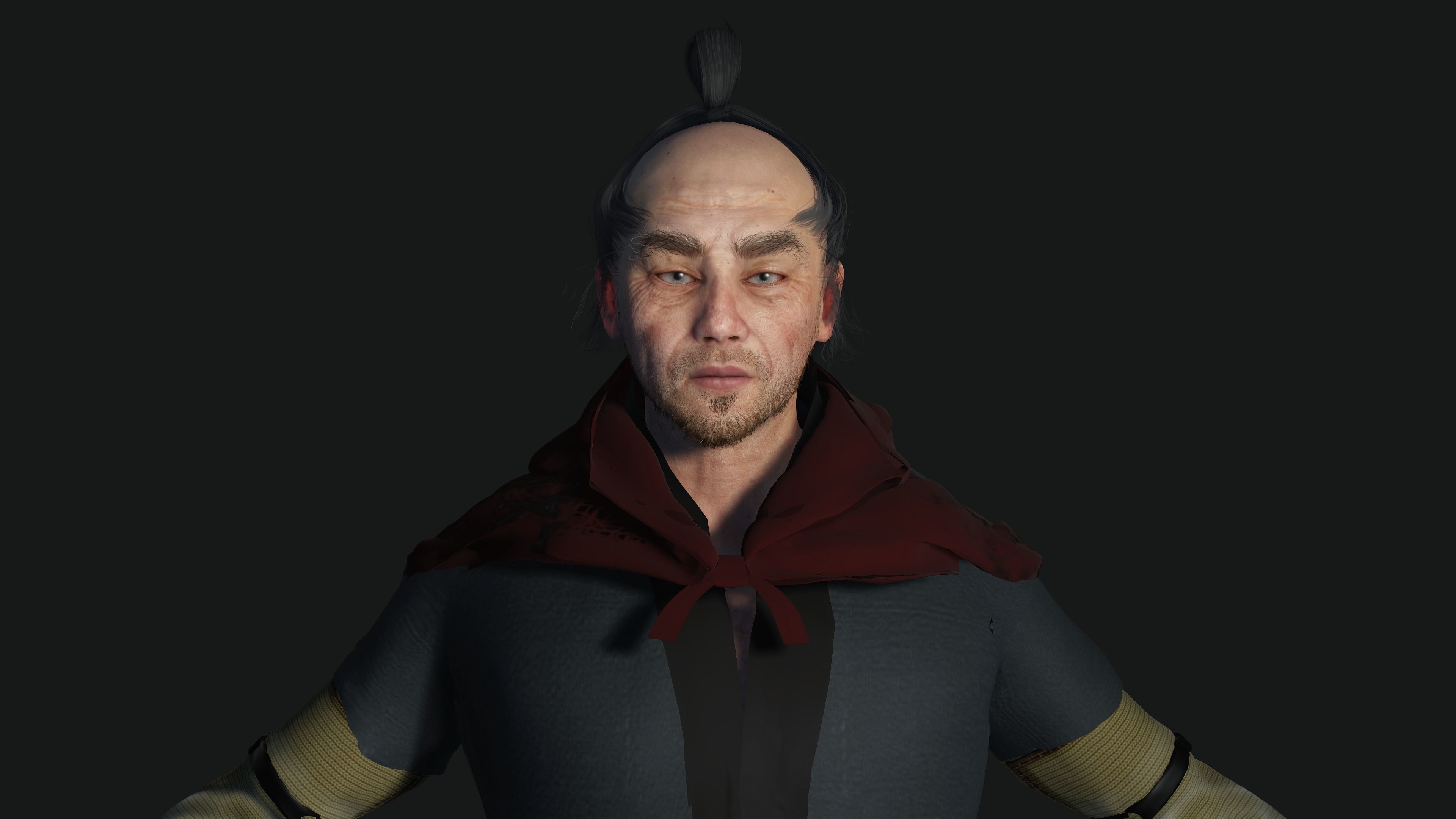 3D REALISTIC MALE CHARACTER - OLD JAPANESE KNIGHT 01 - Asian Low-poly 3D model_21