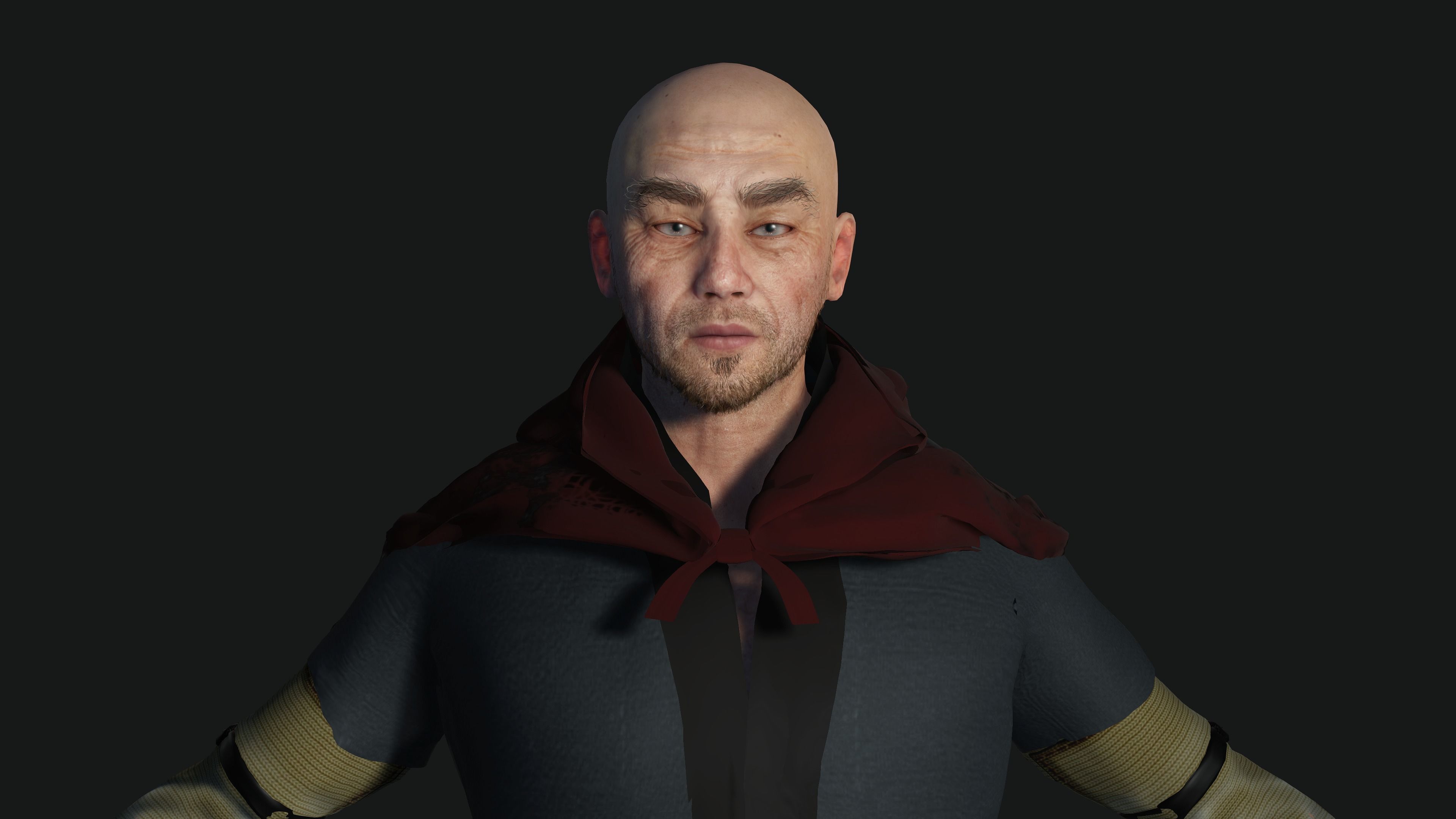 3D REALISTIC MALE CHARACTER - OLD JAPANESE KNIGHT 01 - Asian Low-poly 3D model_22