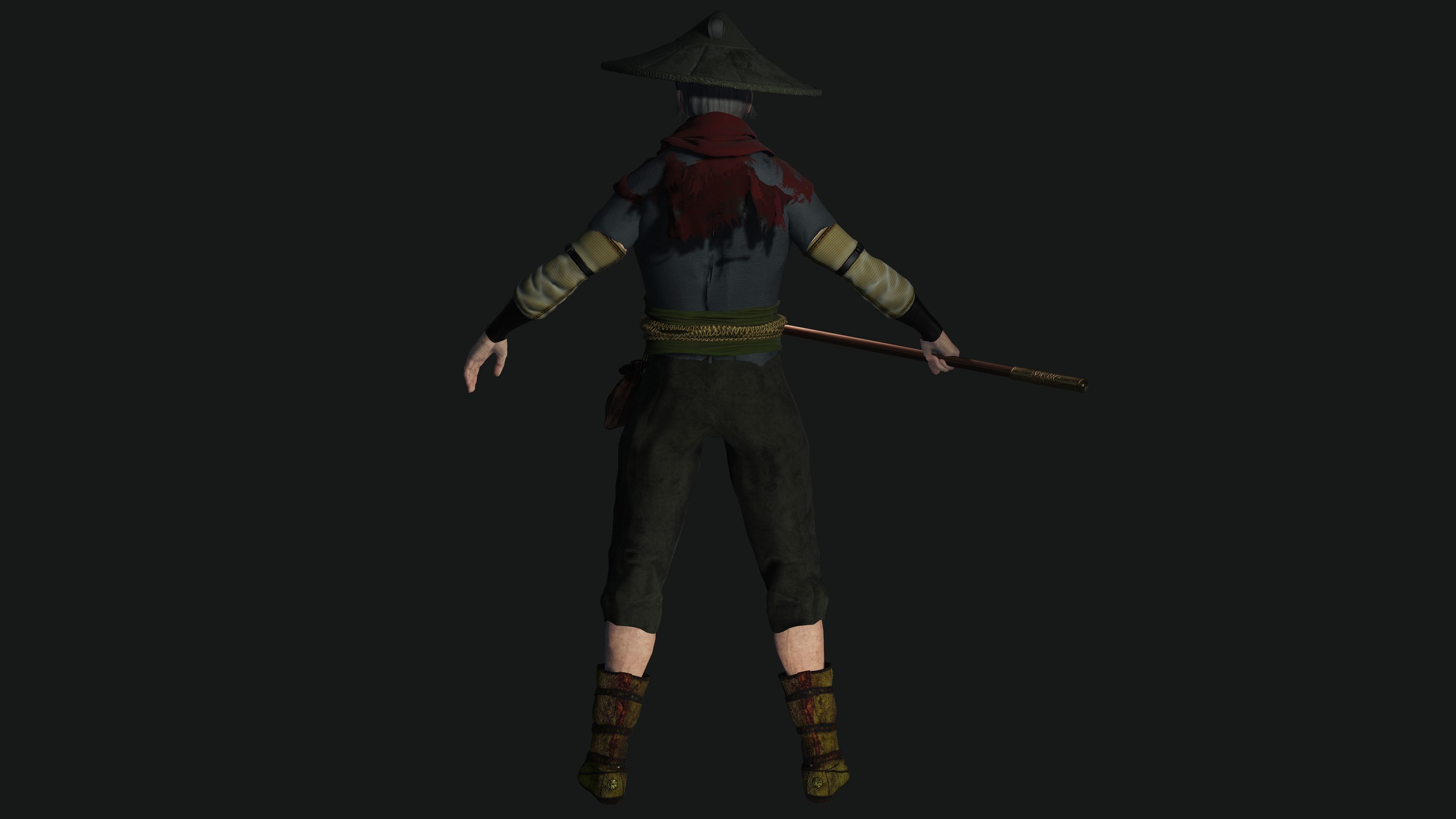 3D REALISTIC MALE CHARACTER - OLD JAPANESE KNIGHT 01 - Asian Low-poly 3D model_19