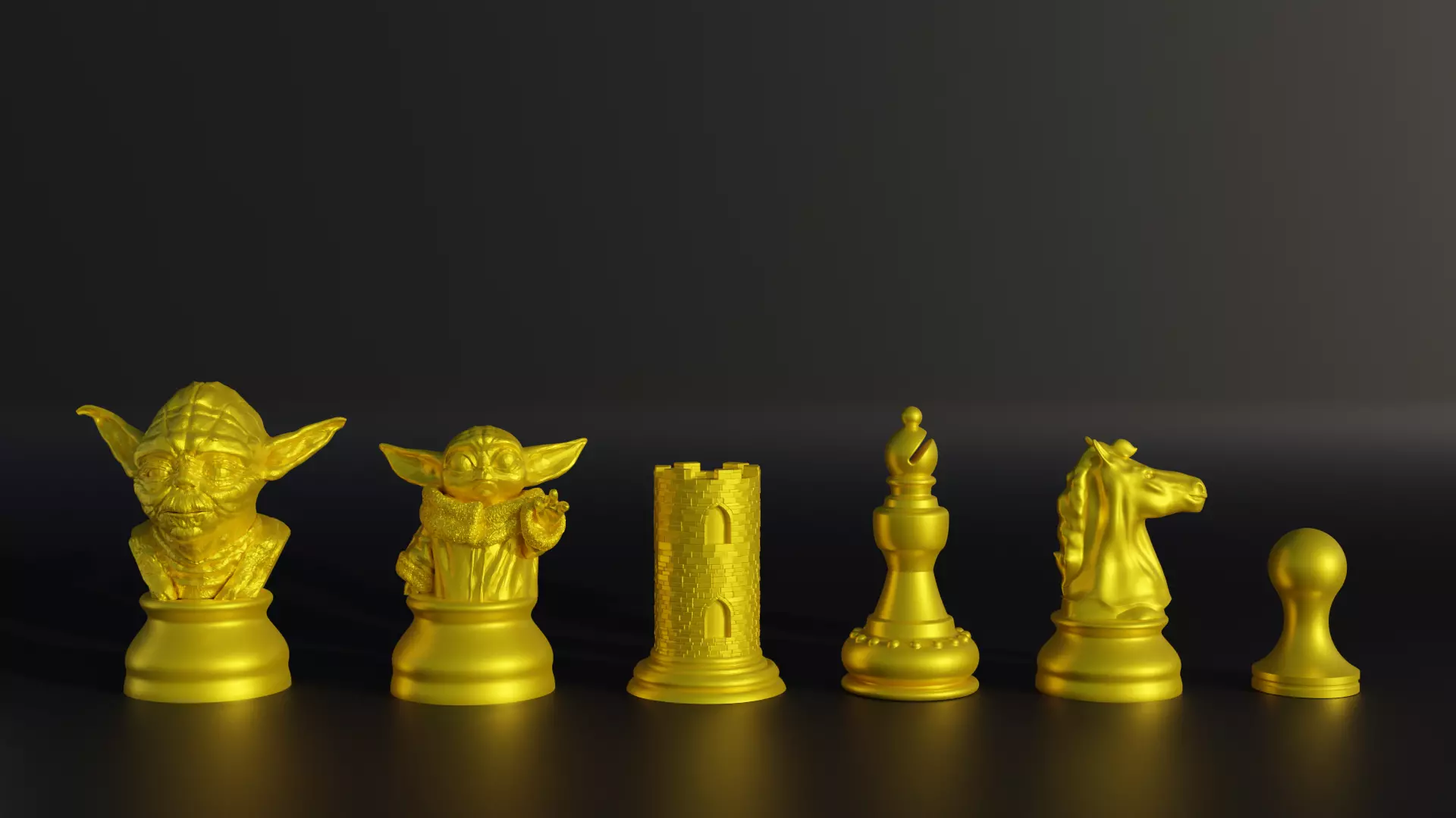 Starwars Character Figure Chess Set - 8 Different Pieces 3D print model_0