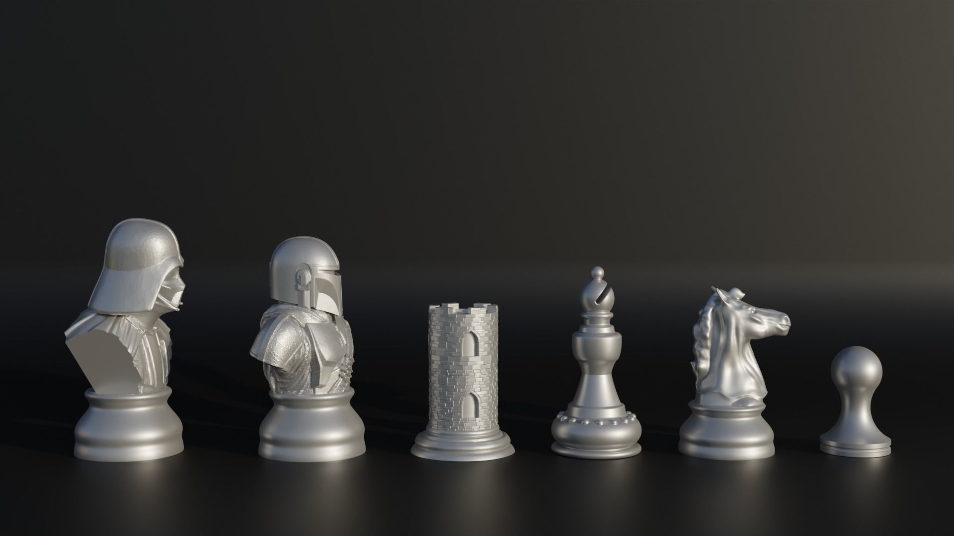 Starwars Character Figure Chess Set - 8 Different Pieces 3D print model_13