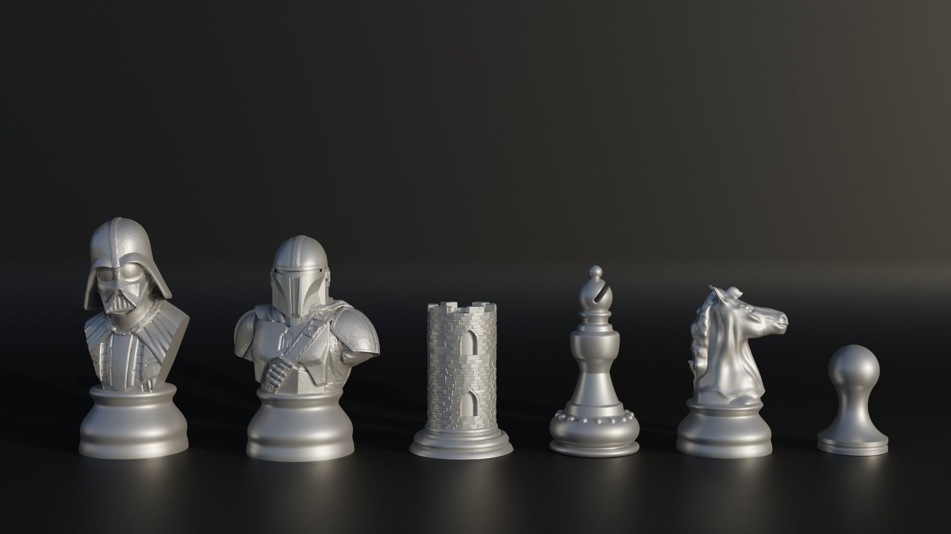 Starwars Character Figure Chess Set - 8 Different Pieces 3D print model_3