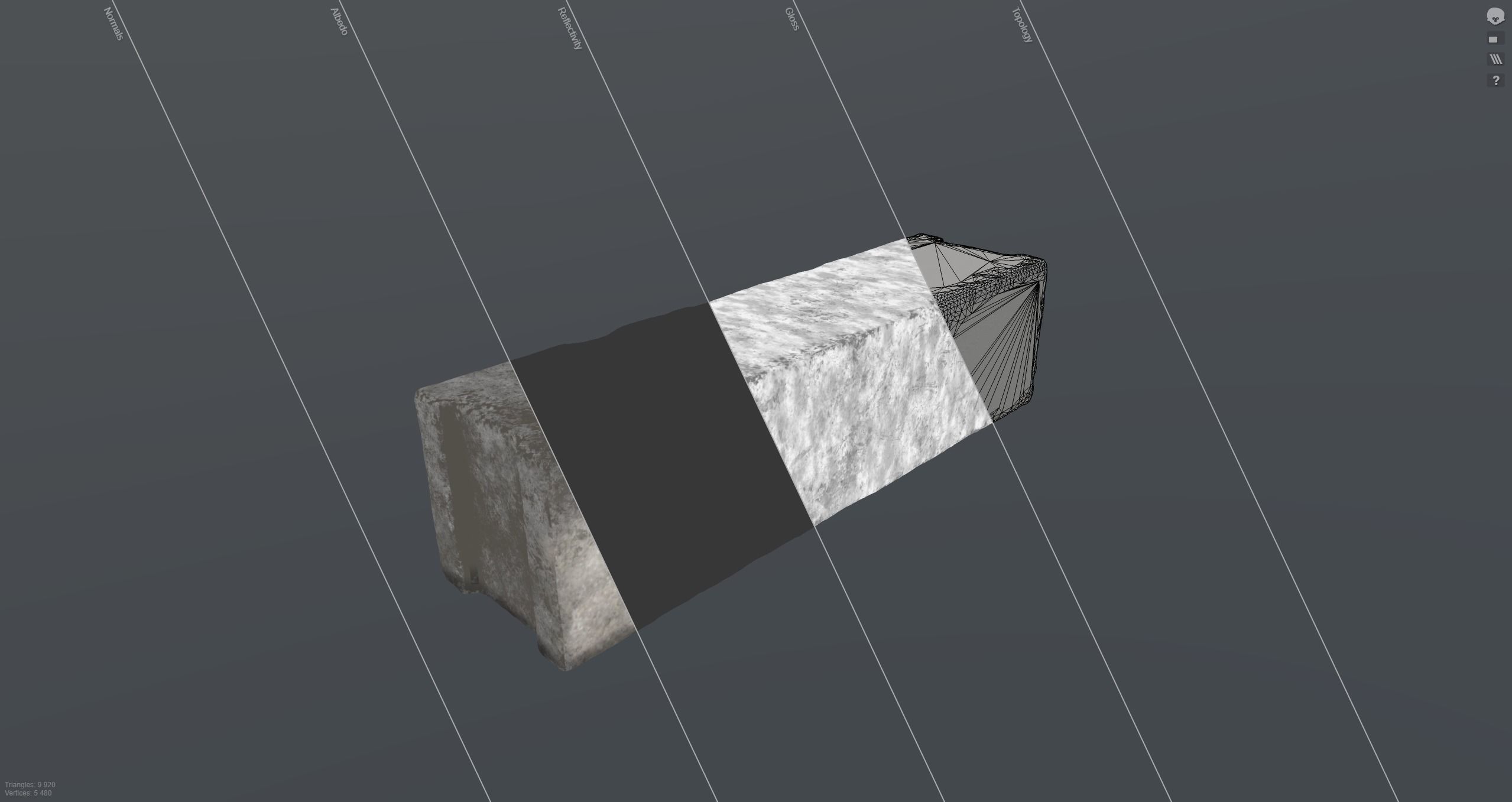 Old Concrete Block Low-poly 3D model_2