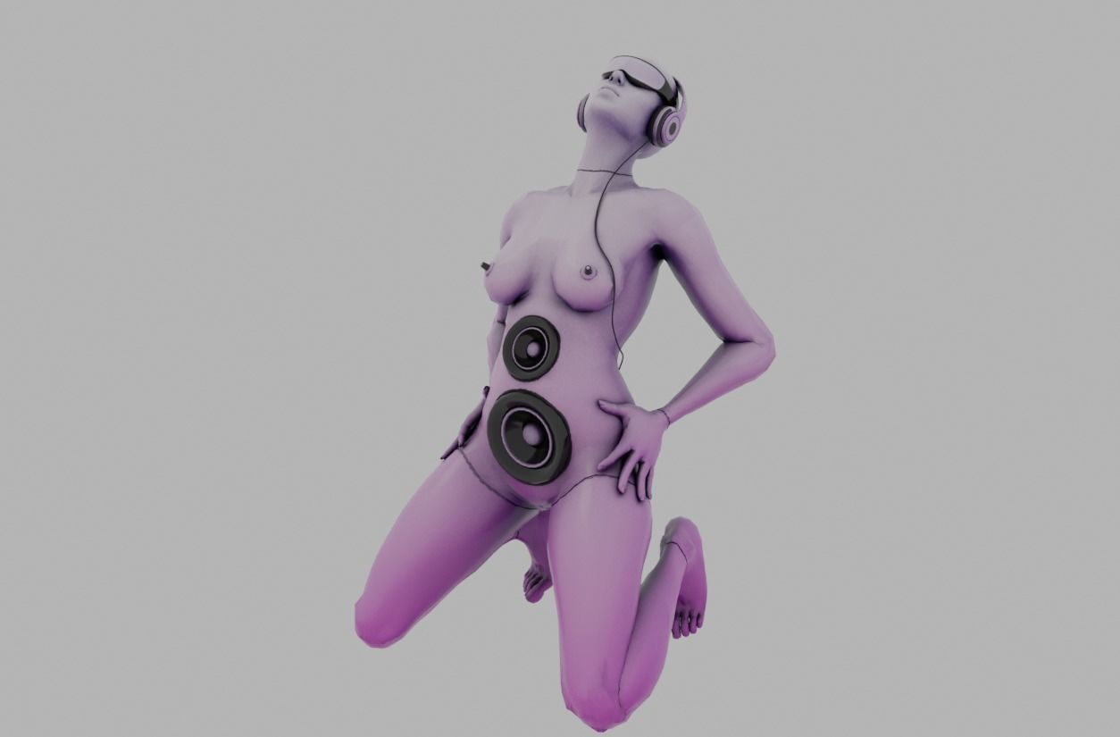 Goddess of Music Low-poly 3D model_1