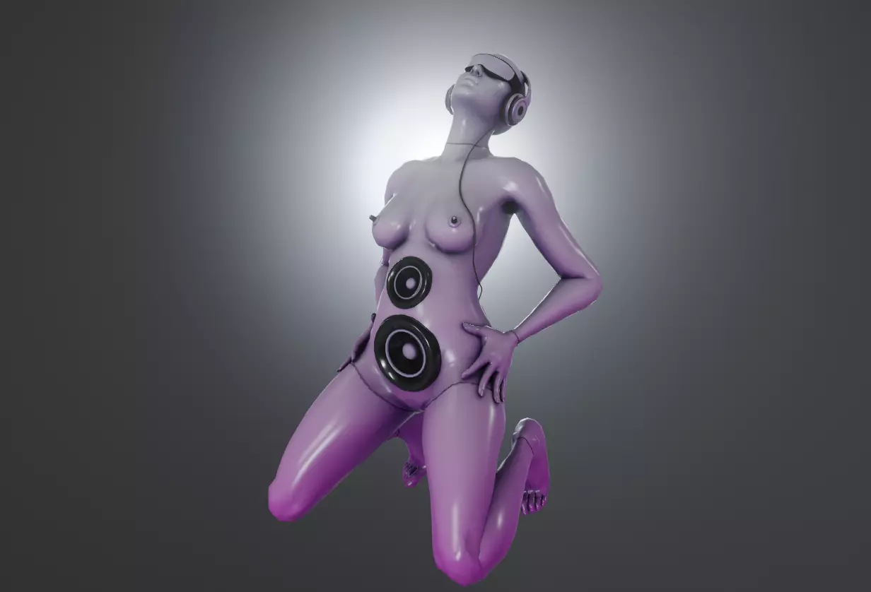 Goddess of Music Low-poly 3D model_0
