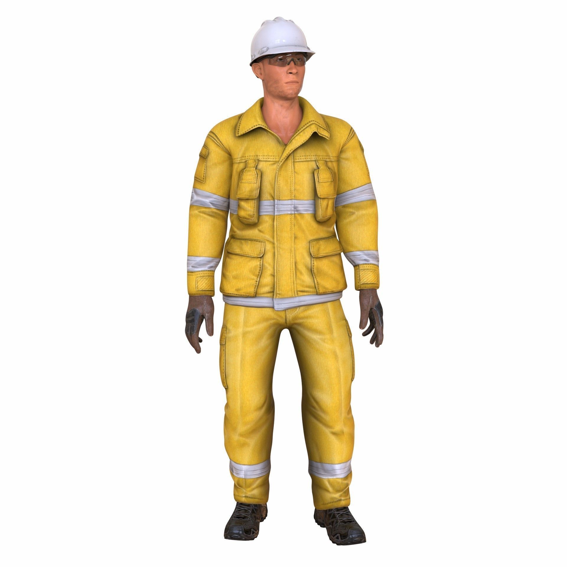 Construction Worker Character RIGGED ANIMATED Low-poly 3D model_6