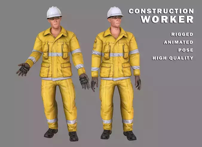 Construction Worker Character RIGGED ANIMATED