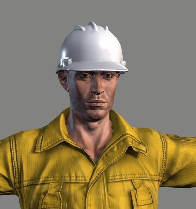 Construction Worker Character RIGGED ANIMATED Low-poly 3D model_2