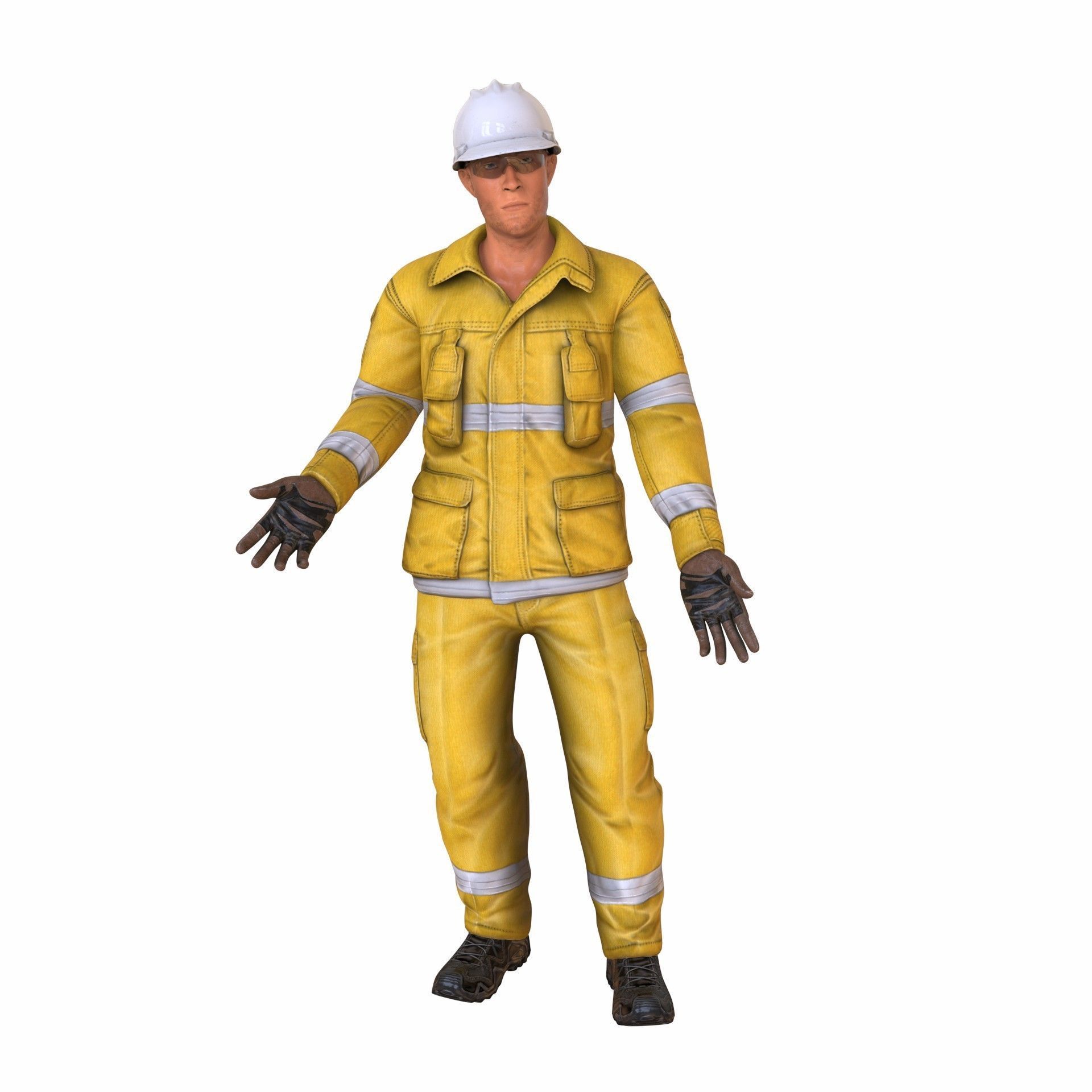 Construction Worker Character RIGGED ANIMATED Low-poly 3D model_44