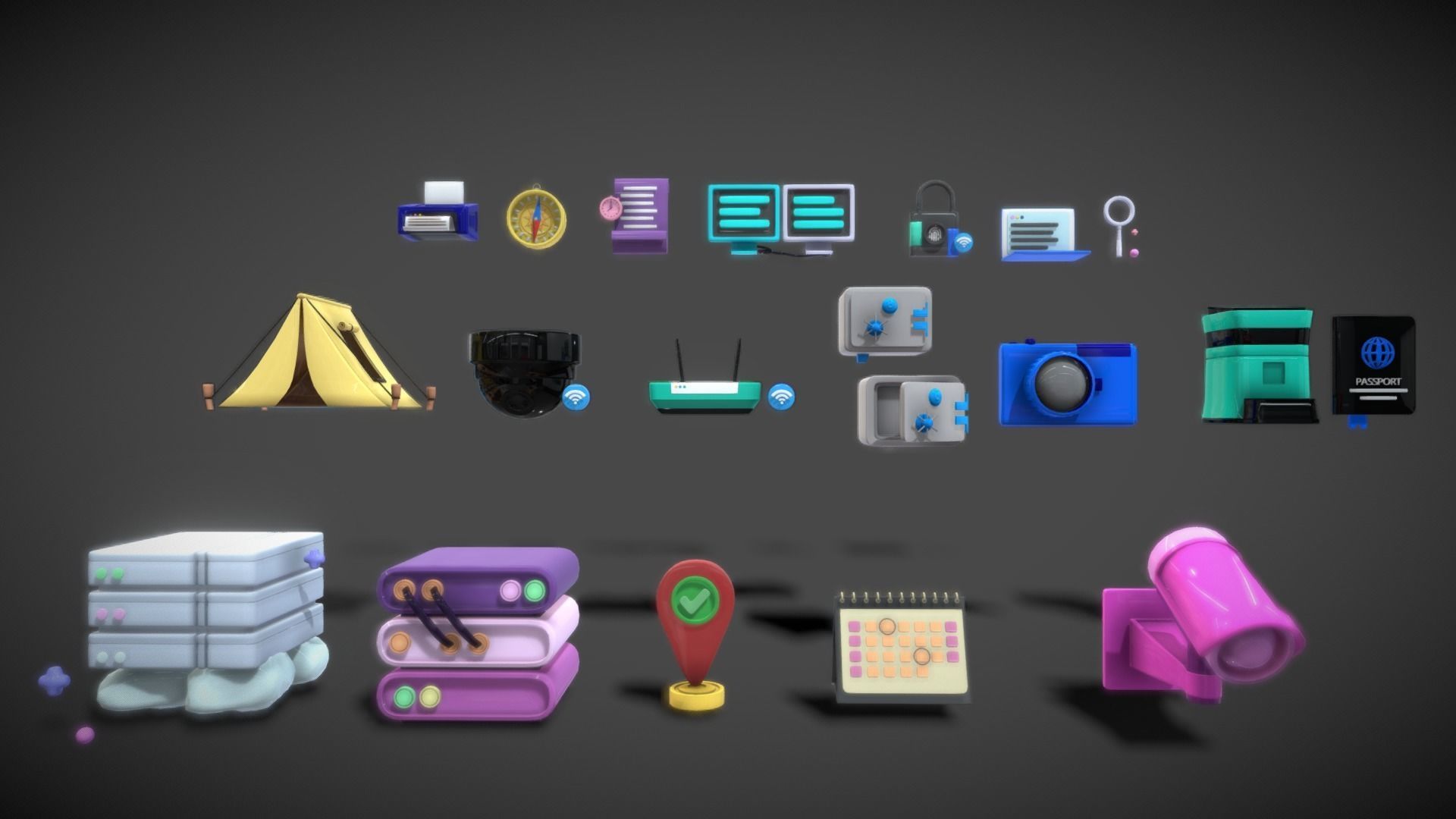 3D Button Collections4 Low-poly 3D model_8
