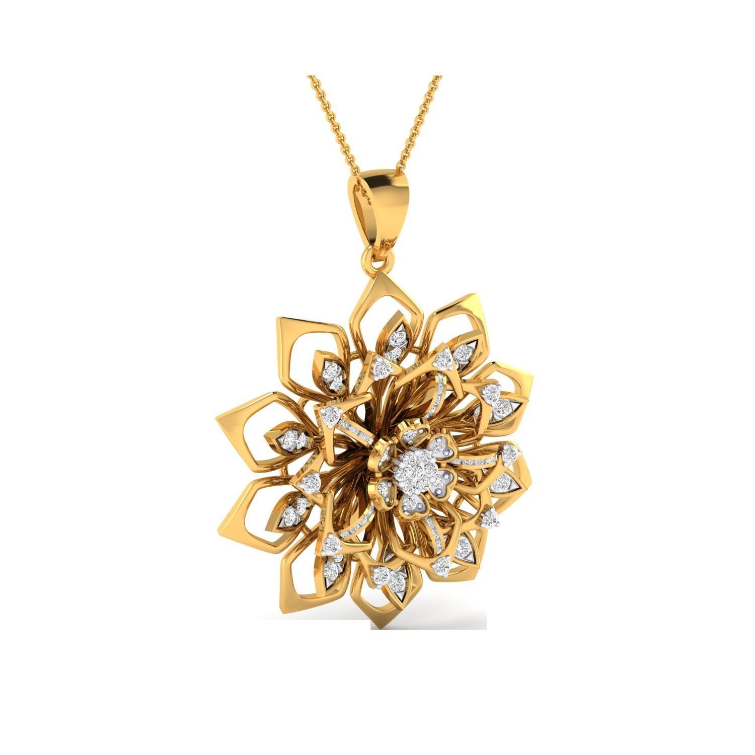 Women Flower Pendant STL OBJ FBX Renders Details 3D print model_13