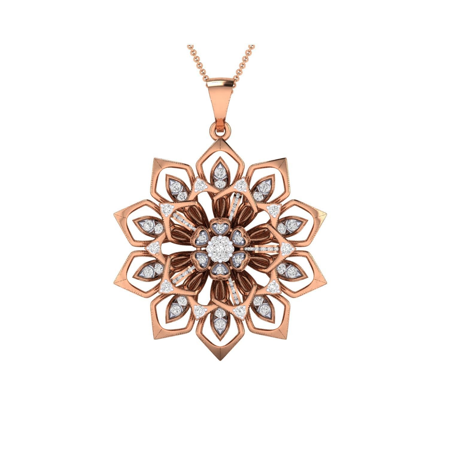 Women Flower Pendant STL OBJ FBX Renders Details 3D print model_5