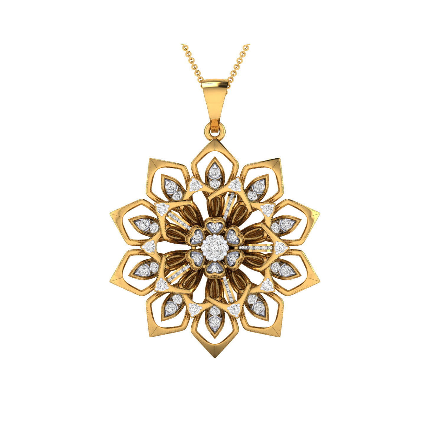 Women Flower Pendant STL OBJ FBX Renders Details 3D print model_16