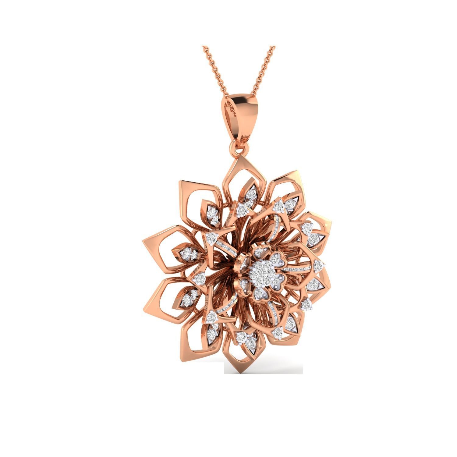 Women Flower Pendant STL OBJ FBX Renders Details 3D print model_2