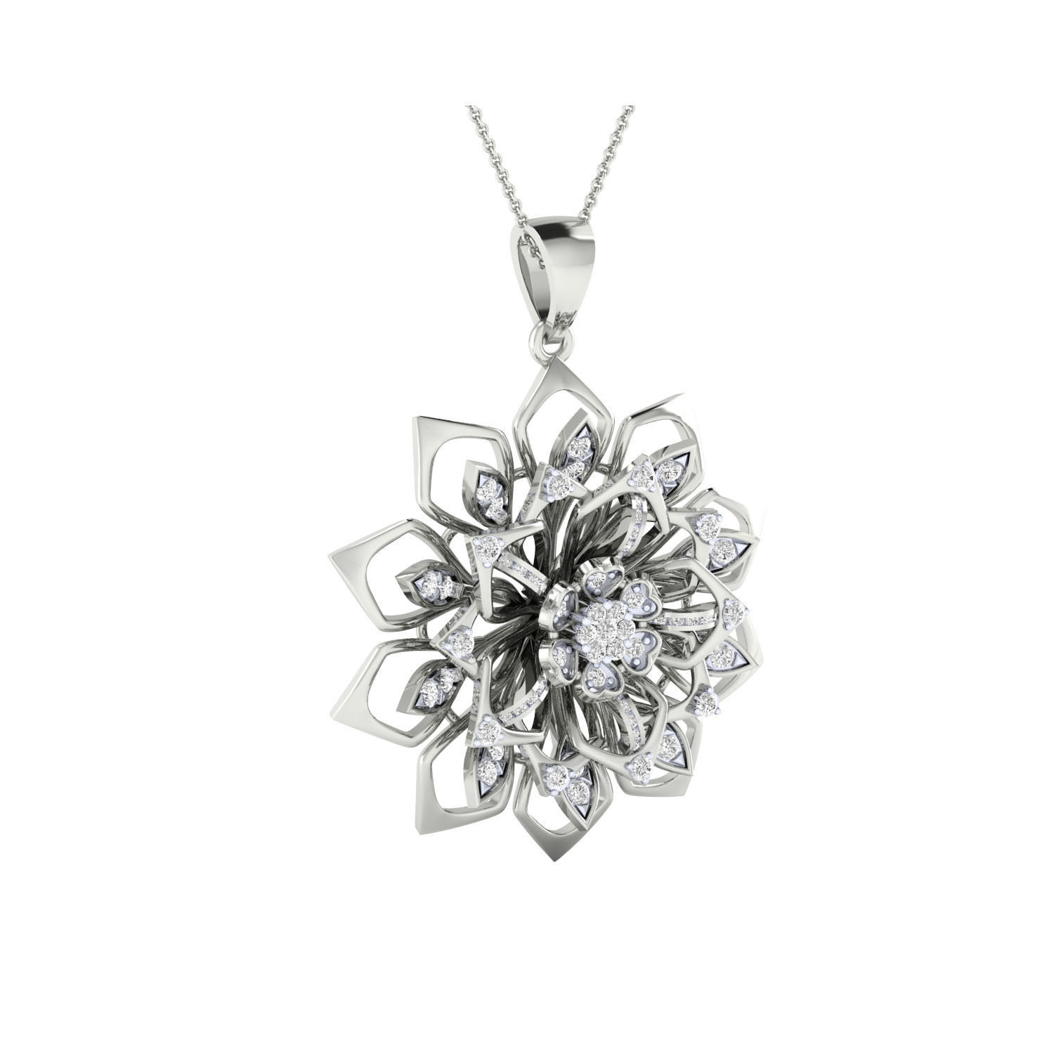 Women Flower Pendant STL OBJ FBX Renders Details 3D print model_6