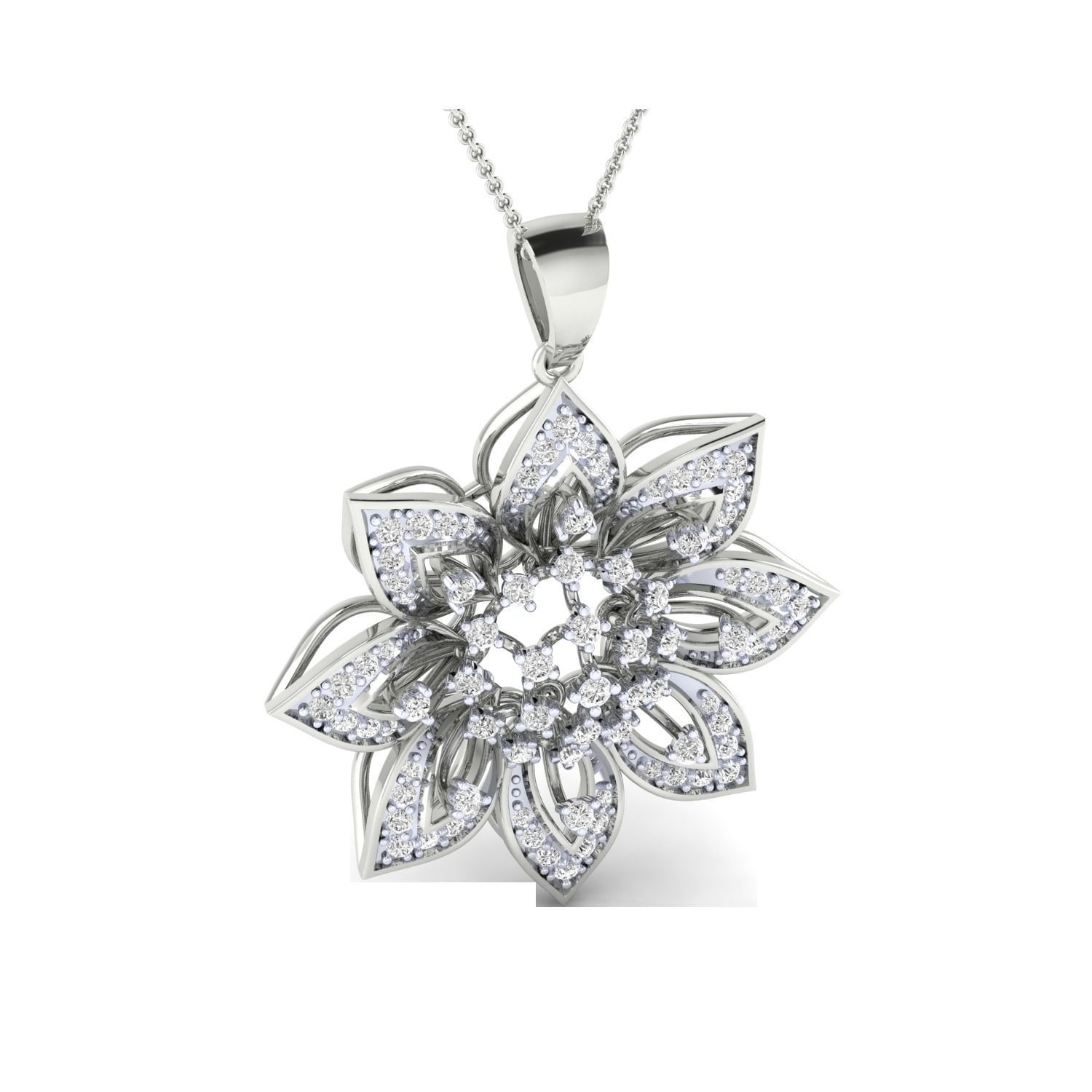 Women Flower Pendant STL OBJ FBX Renders Details 3D print model_7