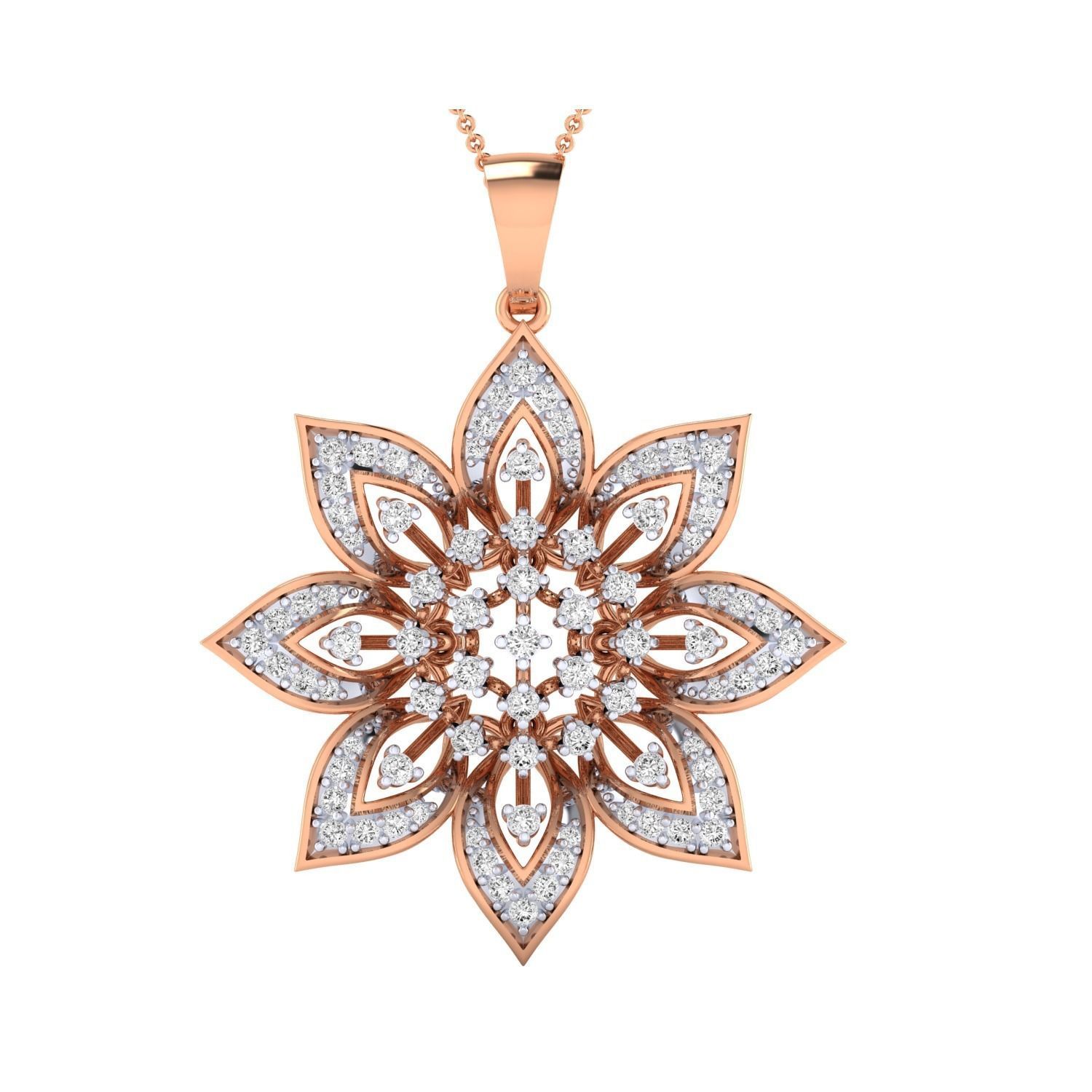 Women Flower Pendant STL OBJ FBX Renders Details 3D print model_5