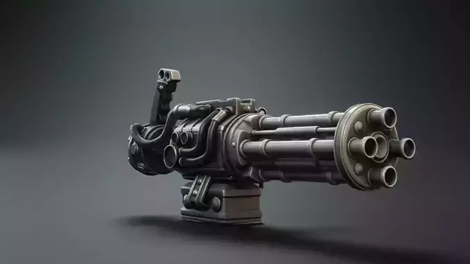 low poly minigun Low-poly 3D model
