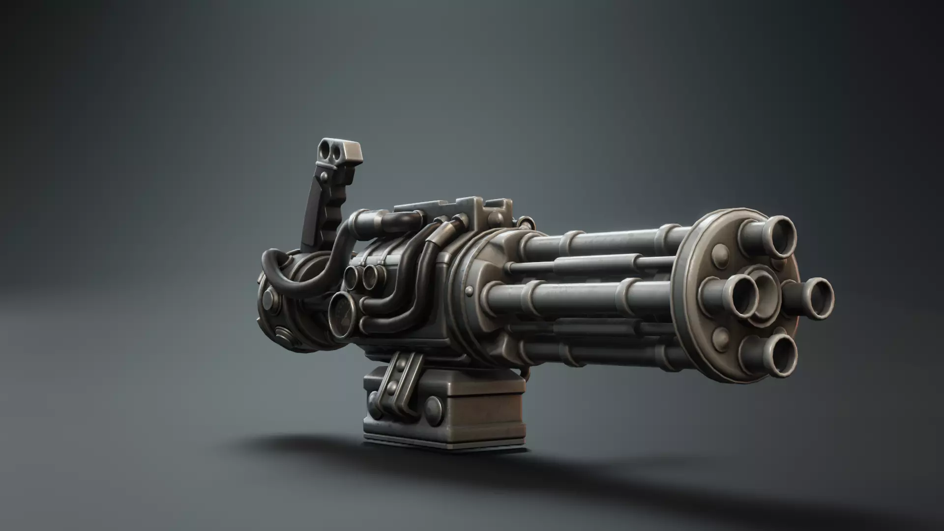 low poly minigun Low-poly 3D model_0