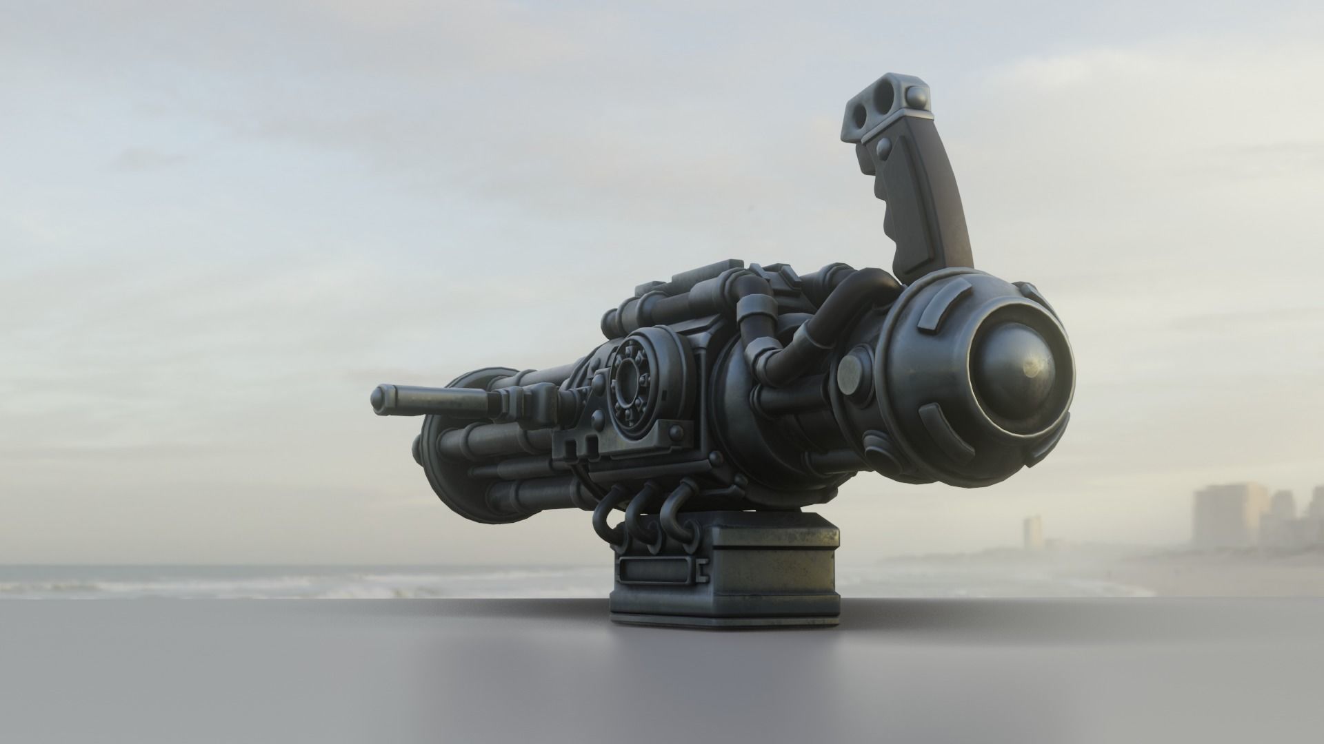 low poly minigun Low-poly 3D model_8