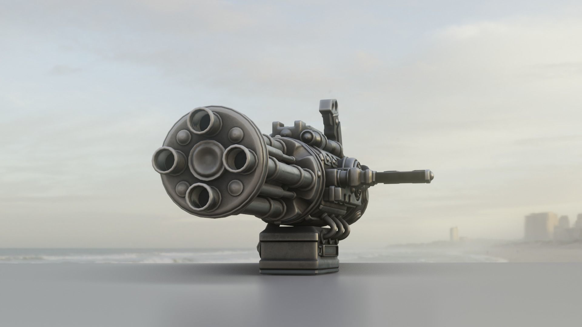 low poly minigun Low-poly 3D model_10