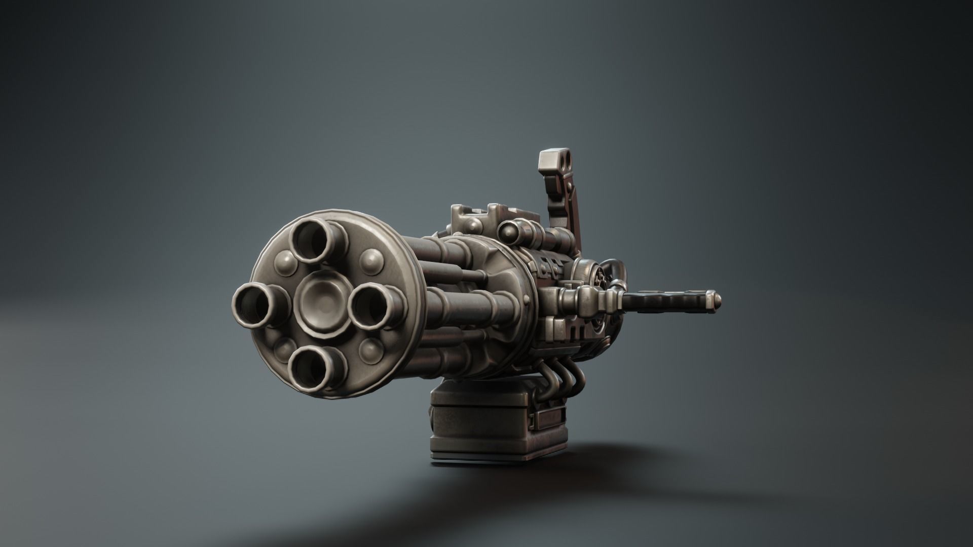 low poly minigun Low-poly 3D model_15