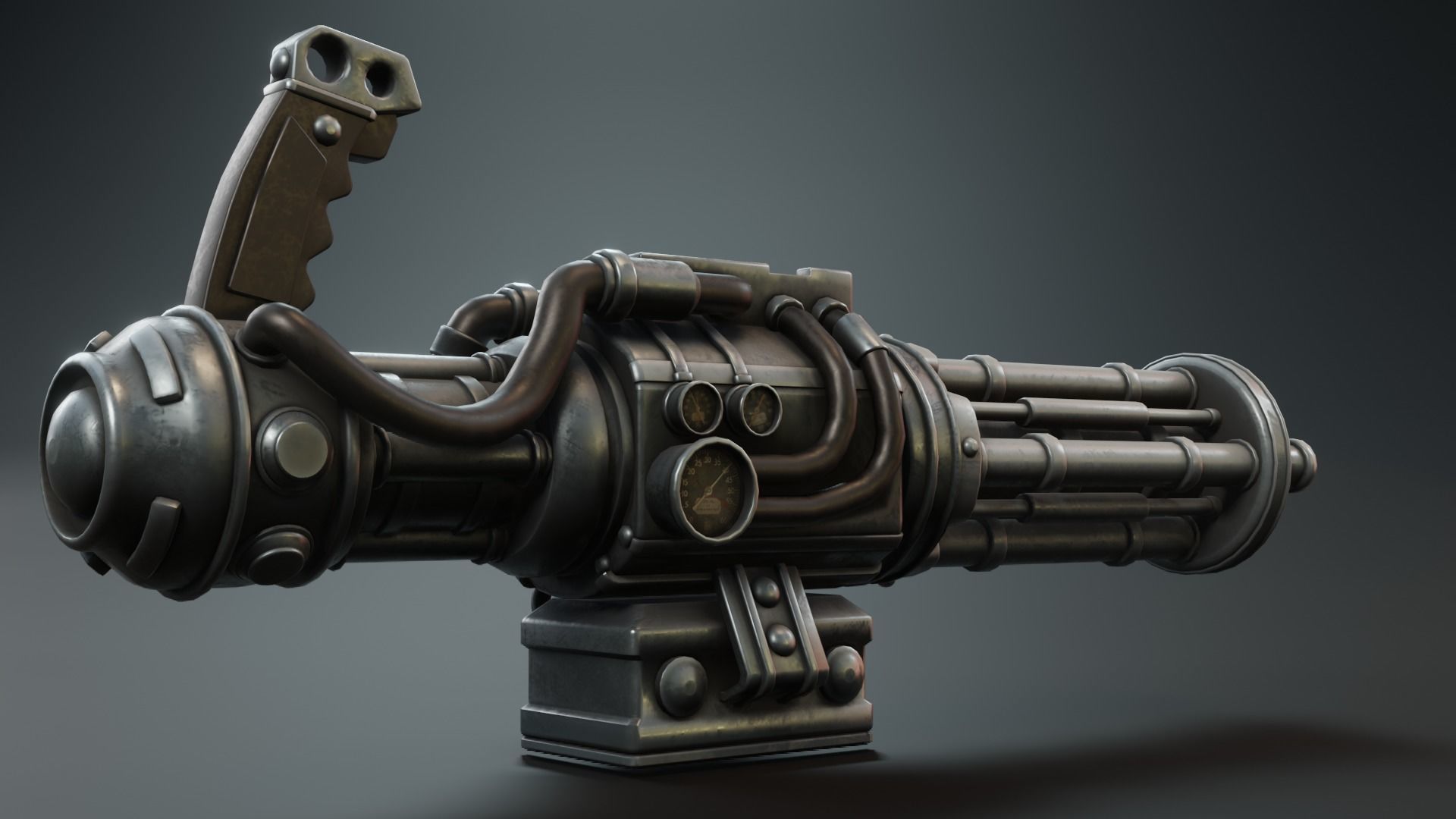 low poly minigun Low-poly 3D model_13
