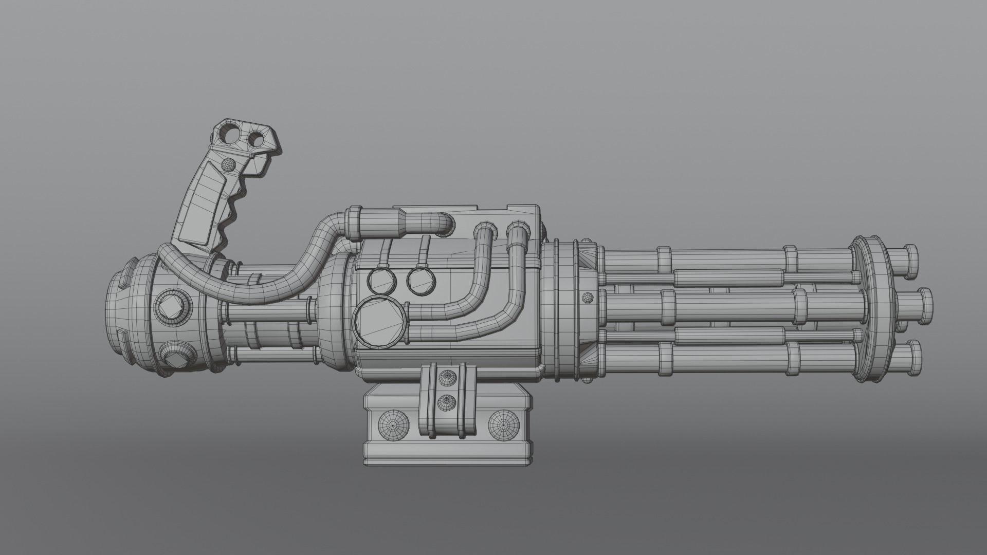 low poly minigun Low-poly 3D model_4