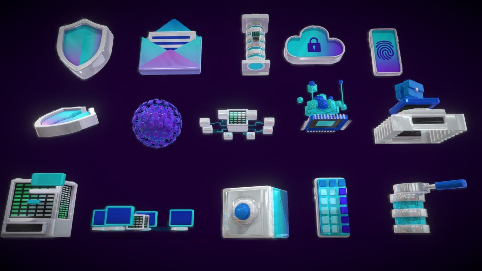 3D Button Collections7 Low-poly 3D model_12