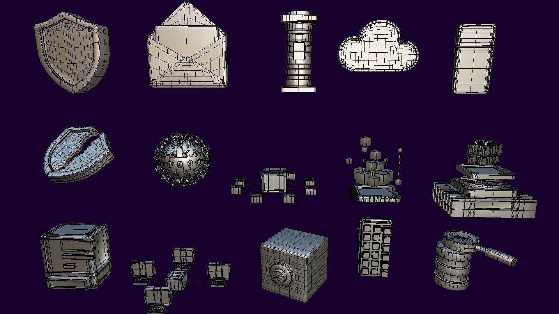 3D Button Collections7 Low-poly 3D model_7