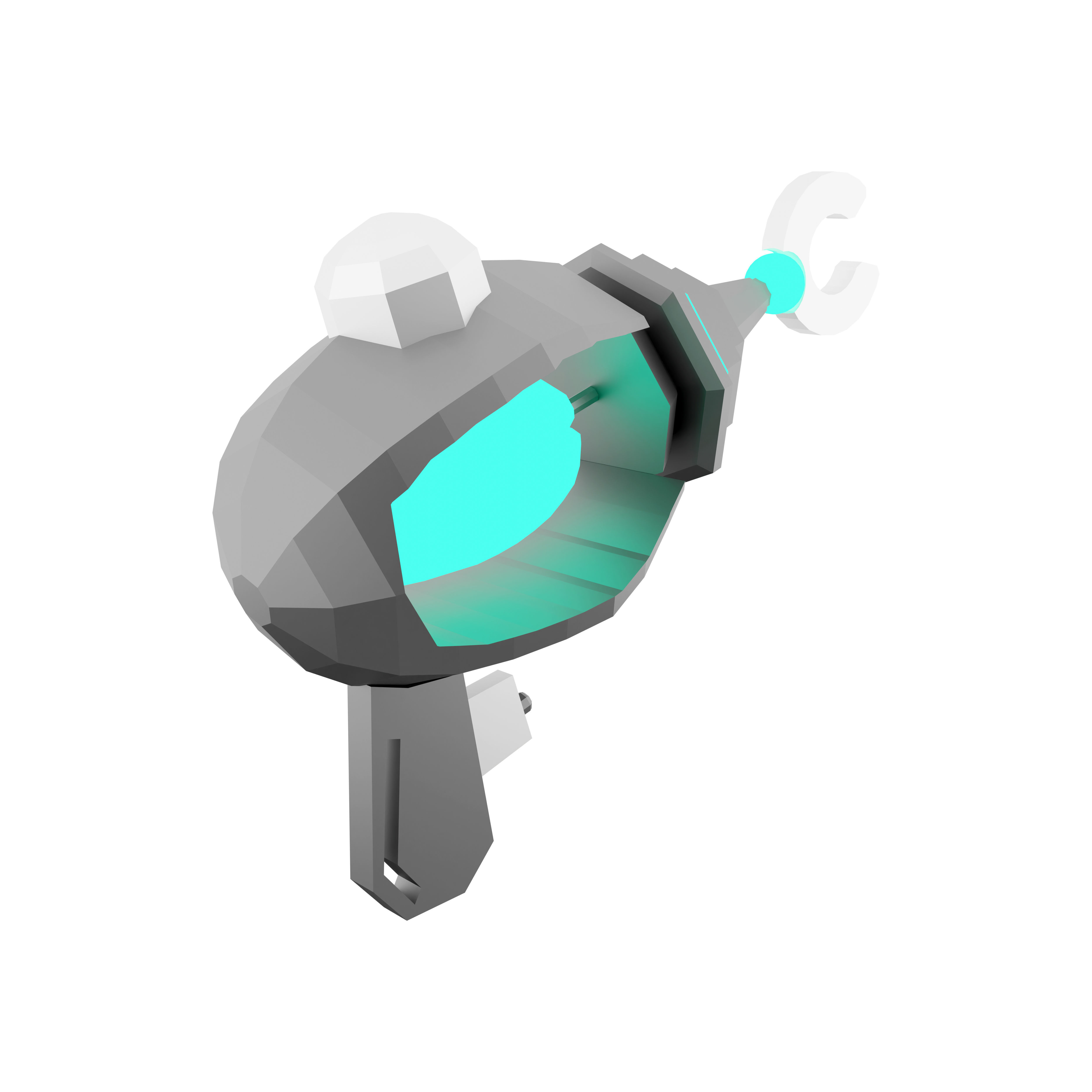 3d cartoon retro space blaster icon 3D model_2