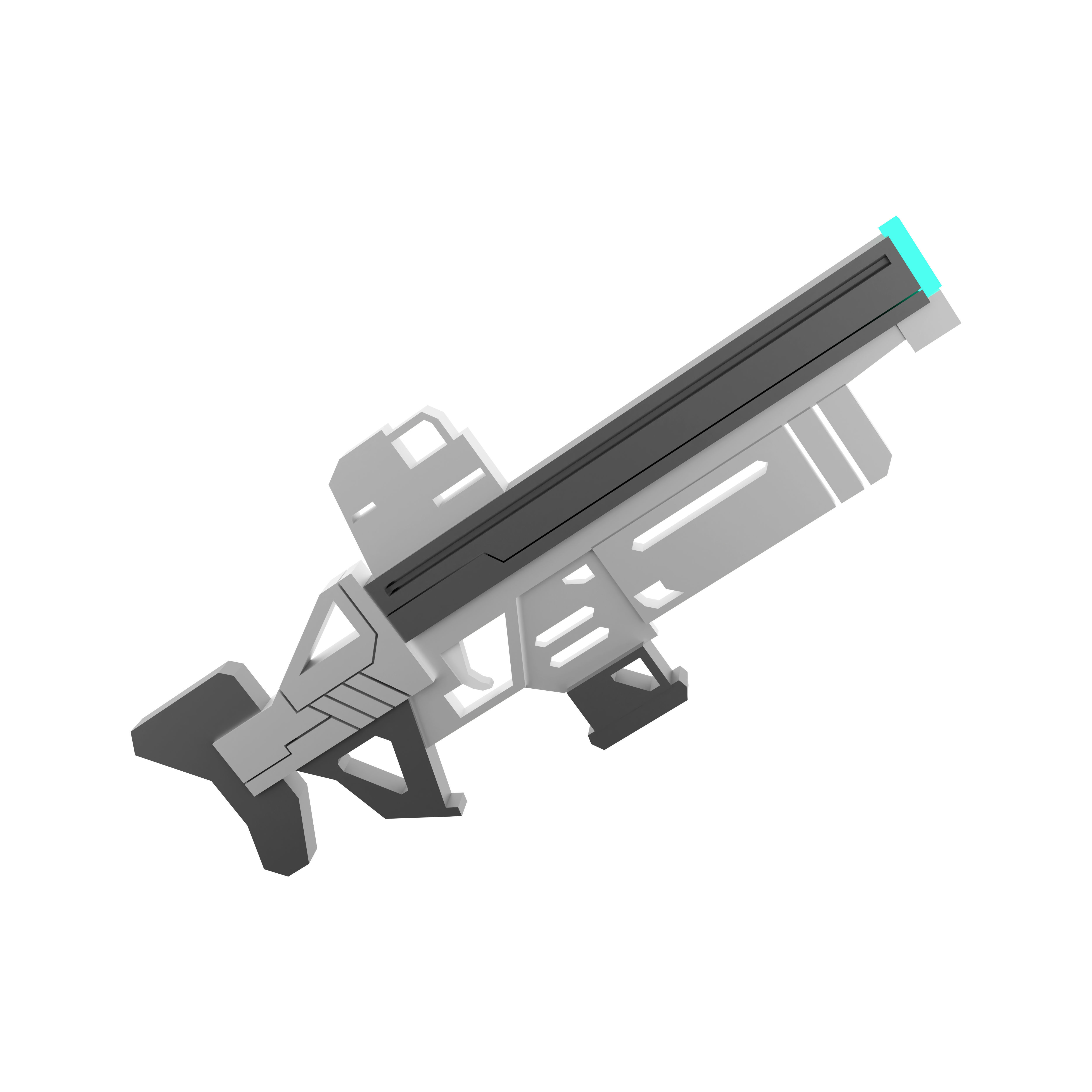3d cartoon future arm laser and plasma gun icon 3D model_2