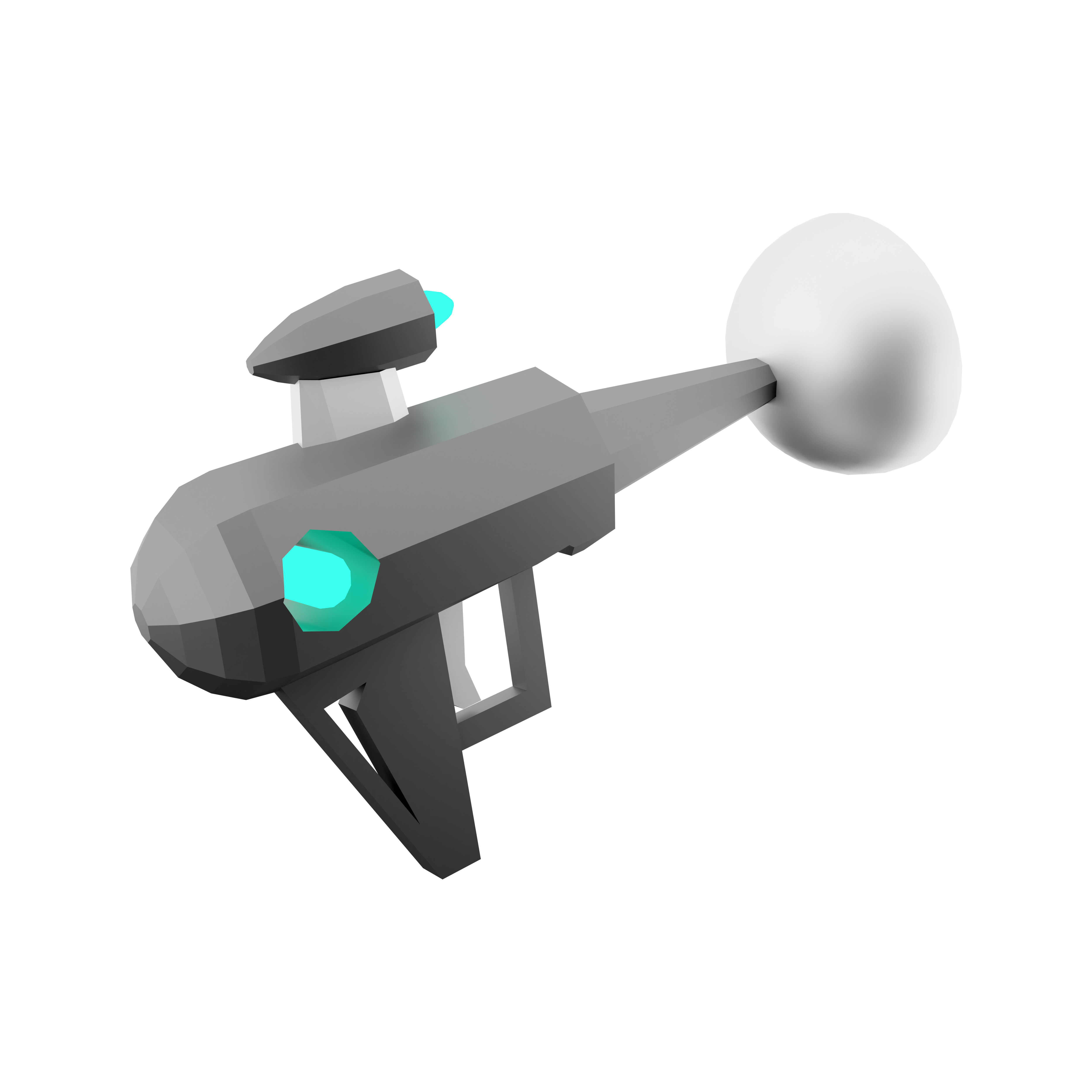 3d science fiction blaster icon 3D model_1