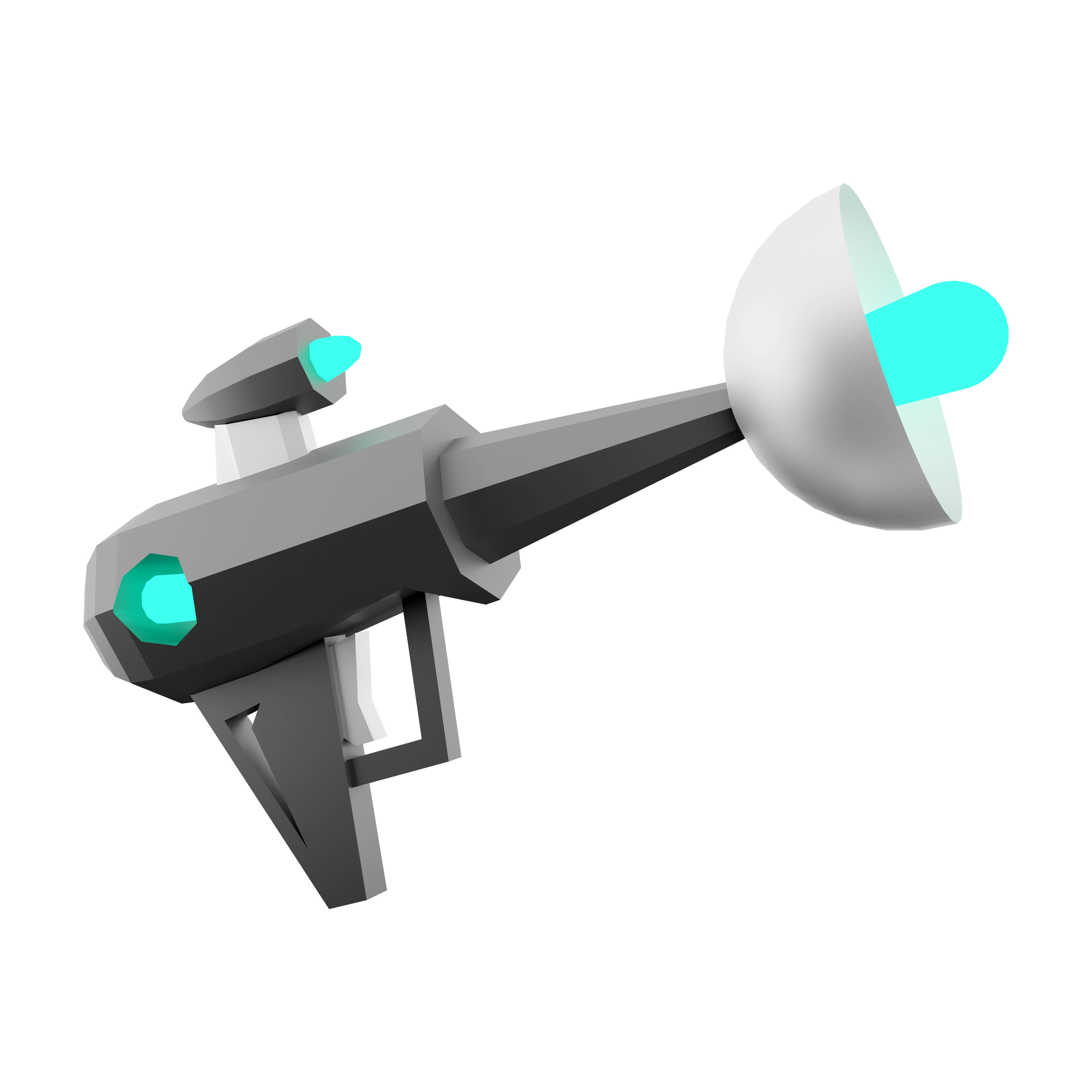 3d science fiction blaster icon 3D model_2