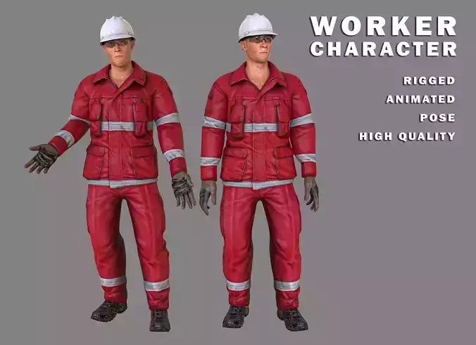 MALE Worker Character RIGGED ANIMATED