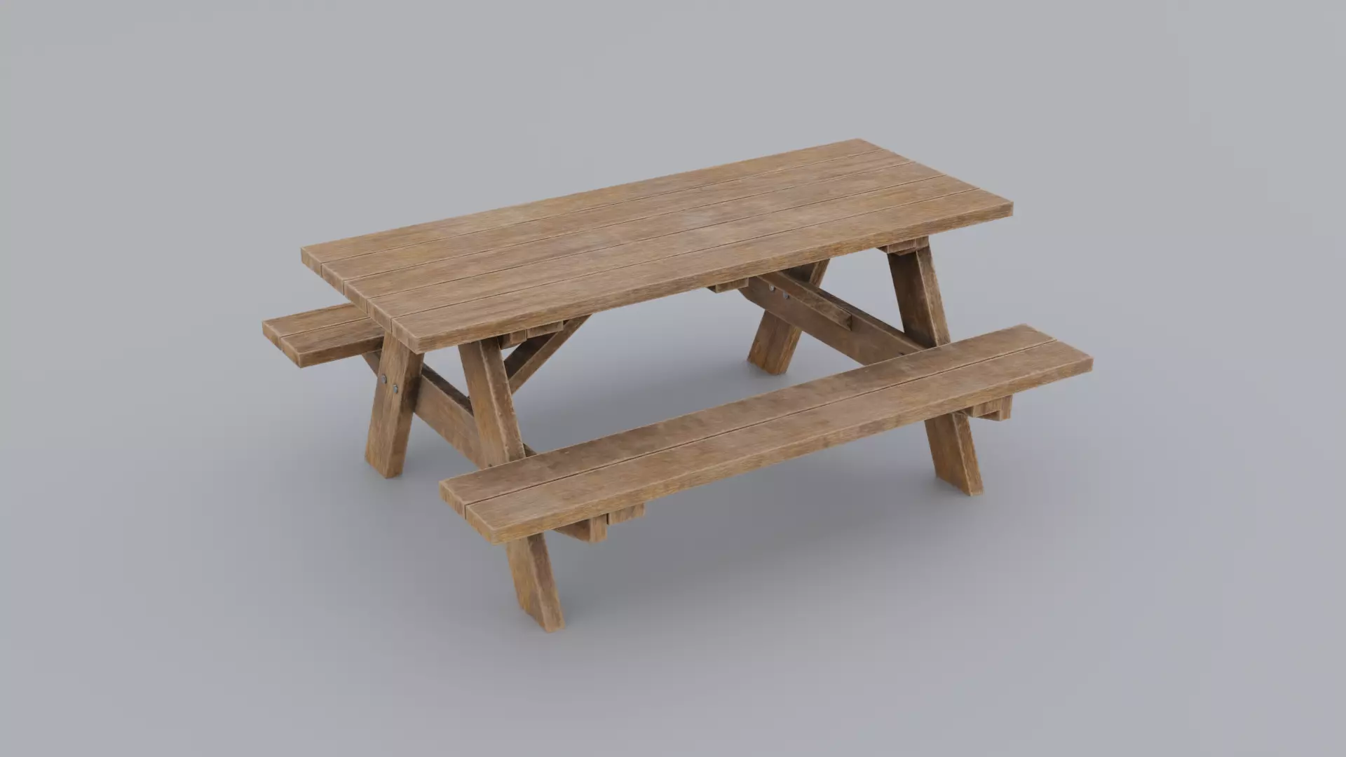 Picnic Table Low-poly 3D model_0