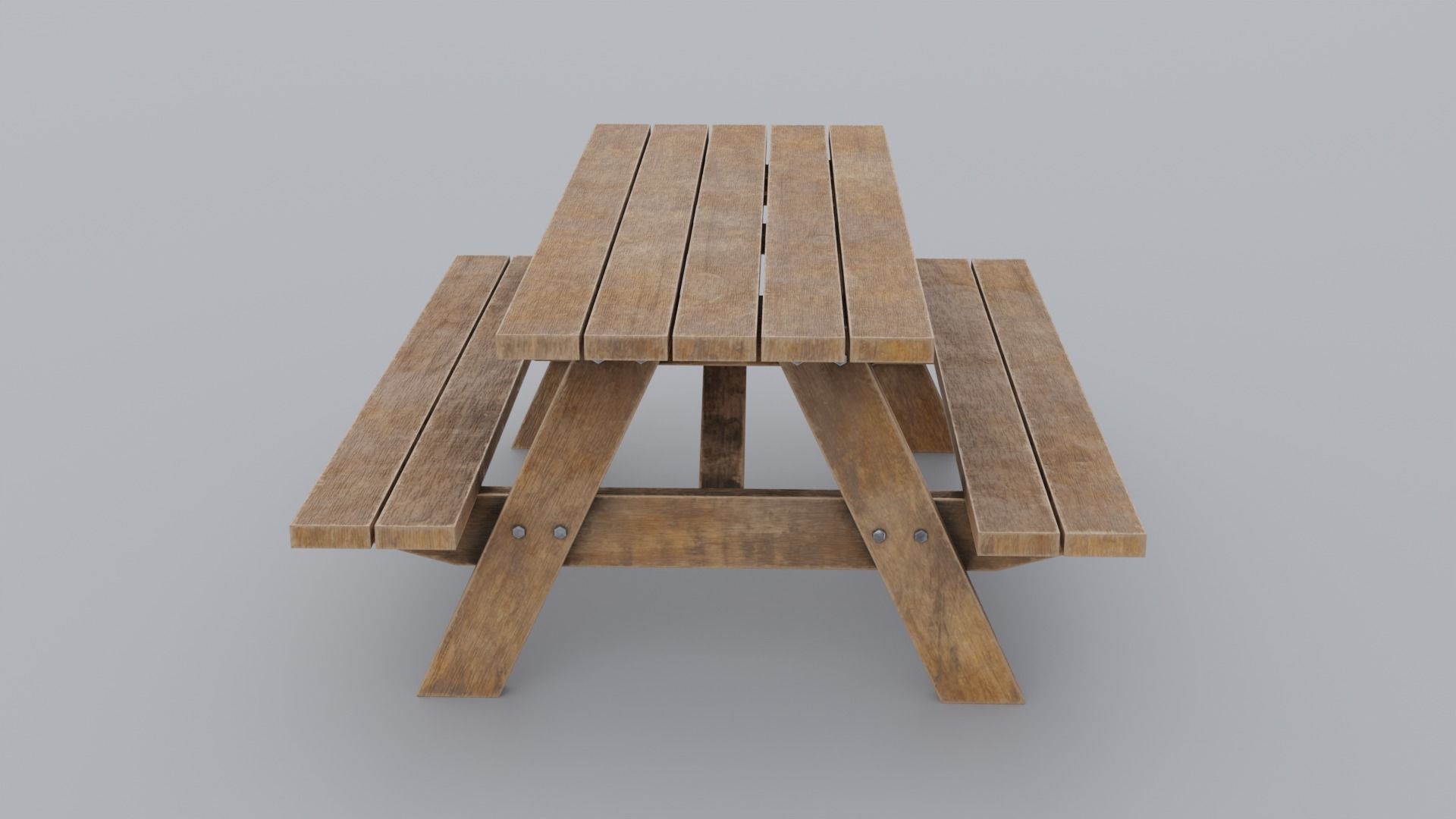 Picnic Table Low-poly 3D model_4