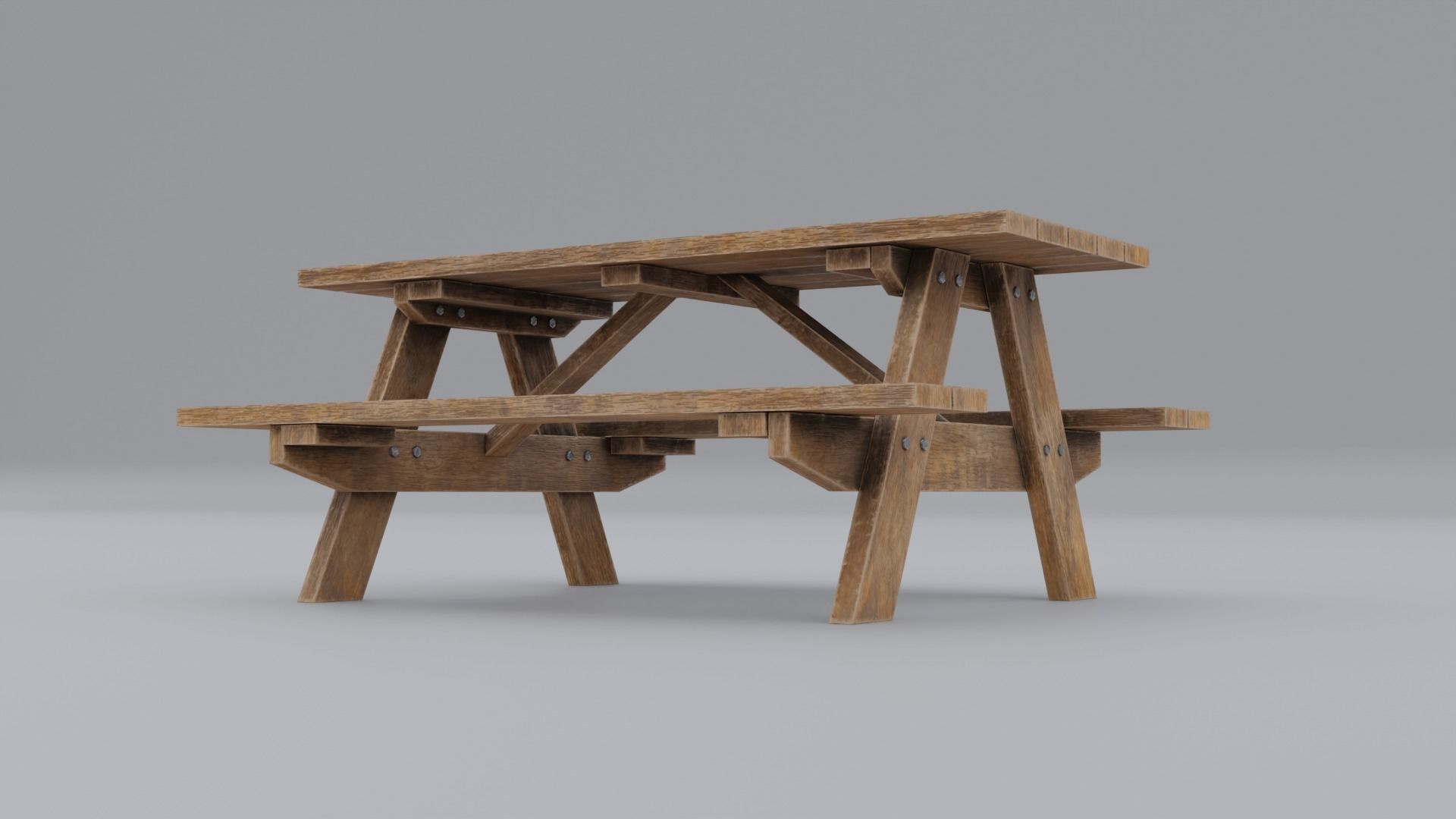 Picnic Table Low-poly 3D model_2