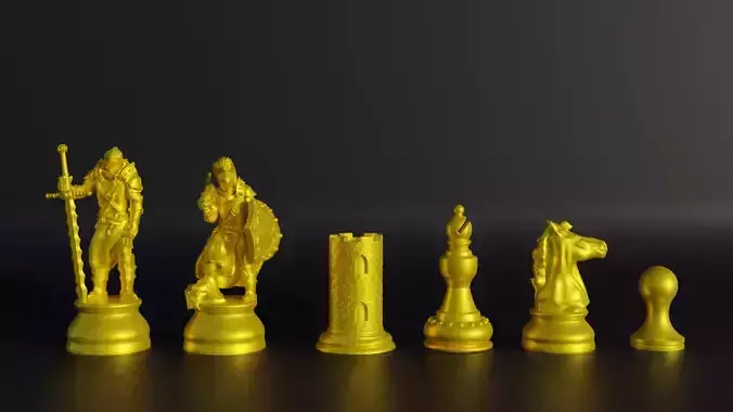 Knights Character Figure Chess Set -  8 Different Pieces 3D print model