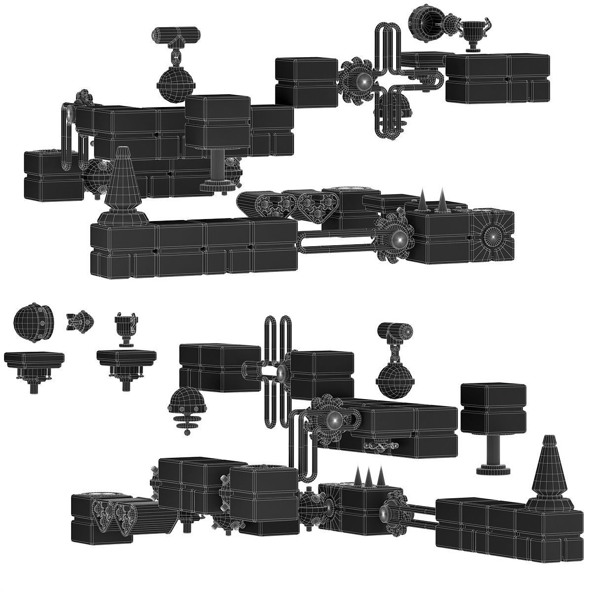 stylized level modular platformer pack Low-poly 3D model_13