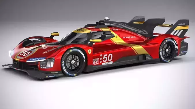 Ferrari 499P Racecar 2023 3D model