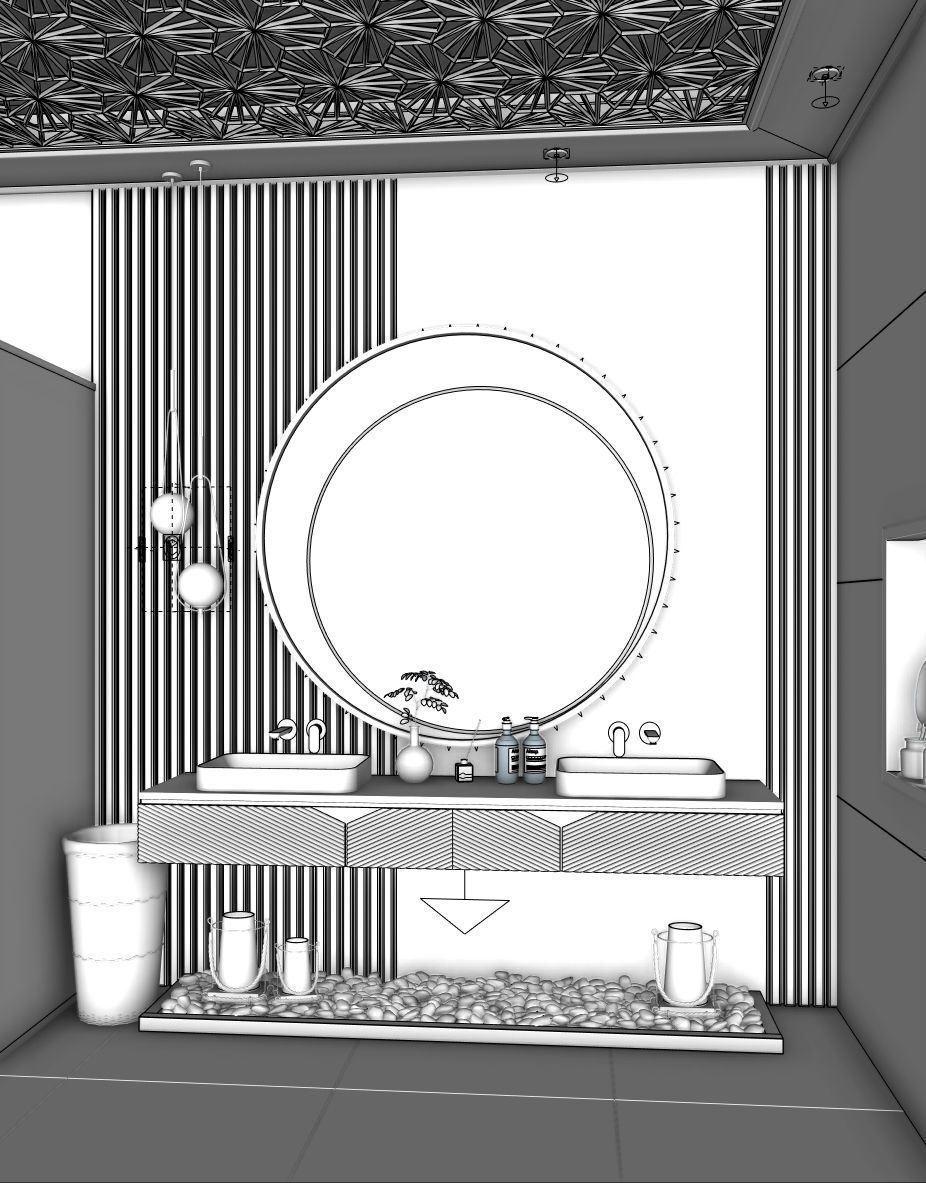 MASTER BATHROOM INTERIOR WITH COMPLETE LIGHT SETTING WITH VRAY 6 3D model_1