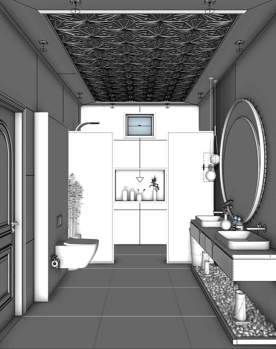 MASTER BATHROOM INTERIOR WITH COMPLETE LIGHT SETTING WITH VRAY 6 3D model_3