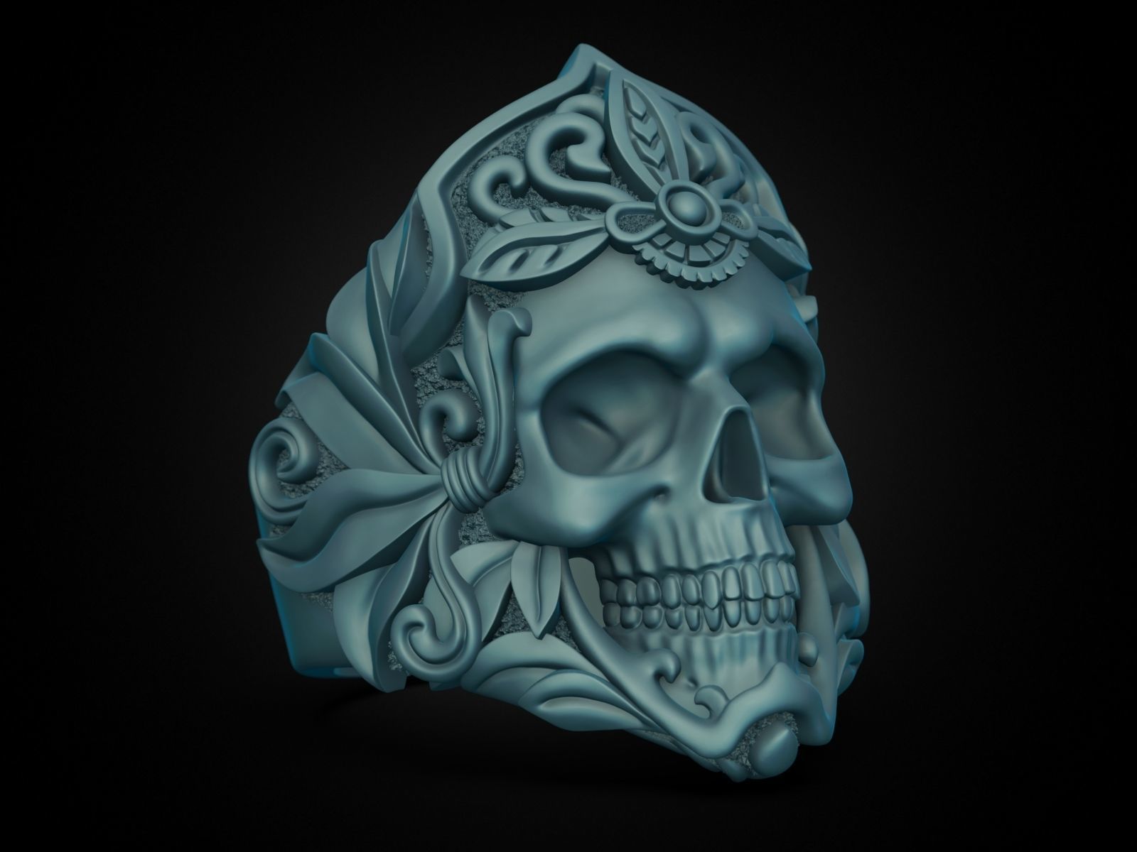 MORIOR INVICTUS Skull Ring 3D print model_23