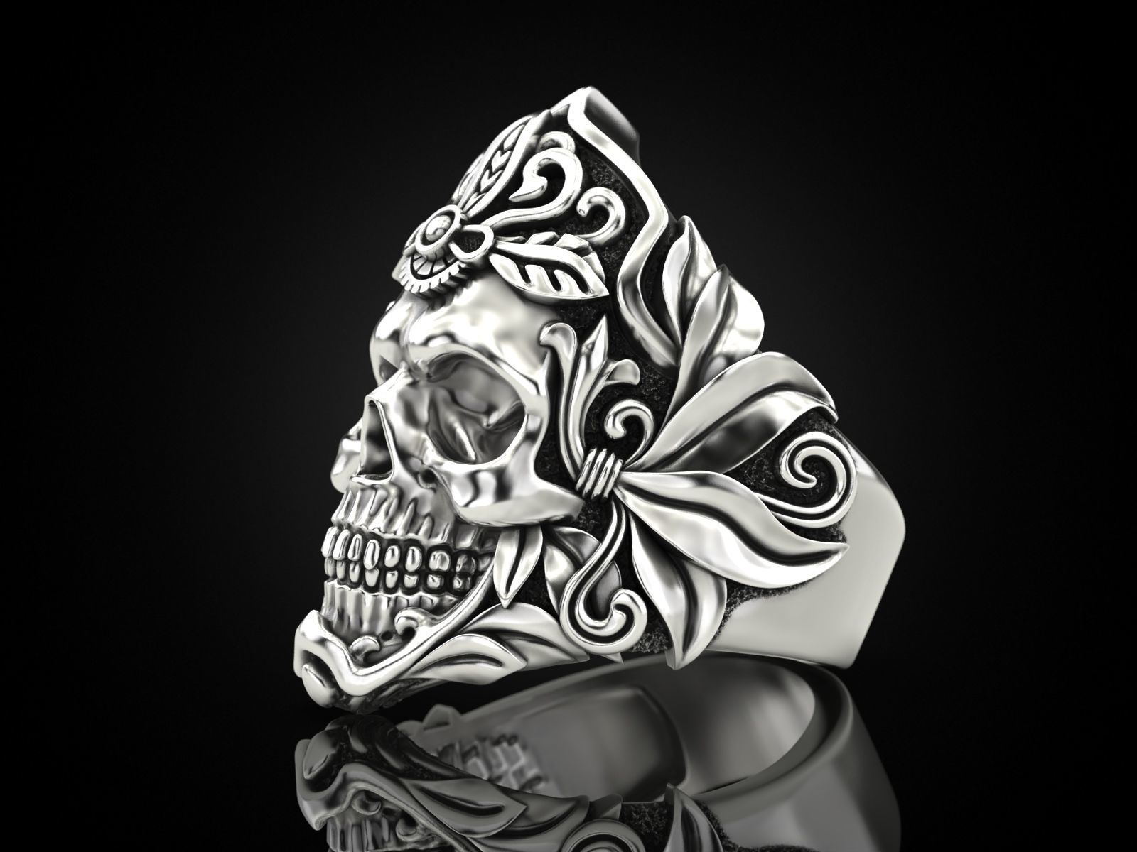 MORIOR INVICTUS Skull Ring 3D print model_20