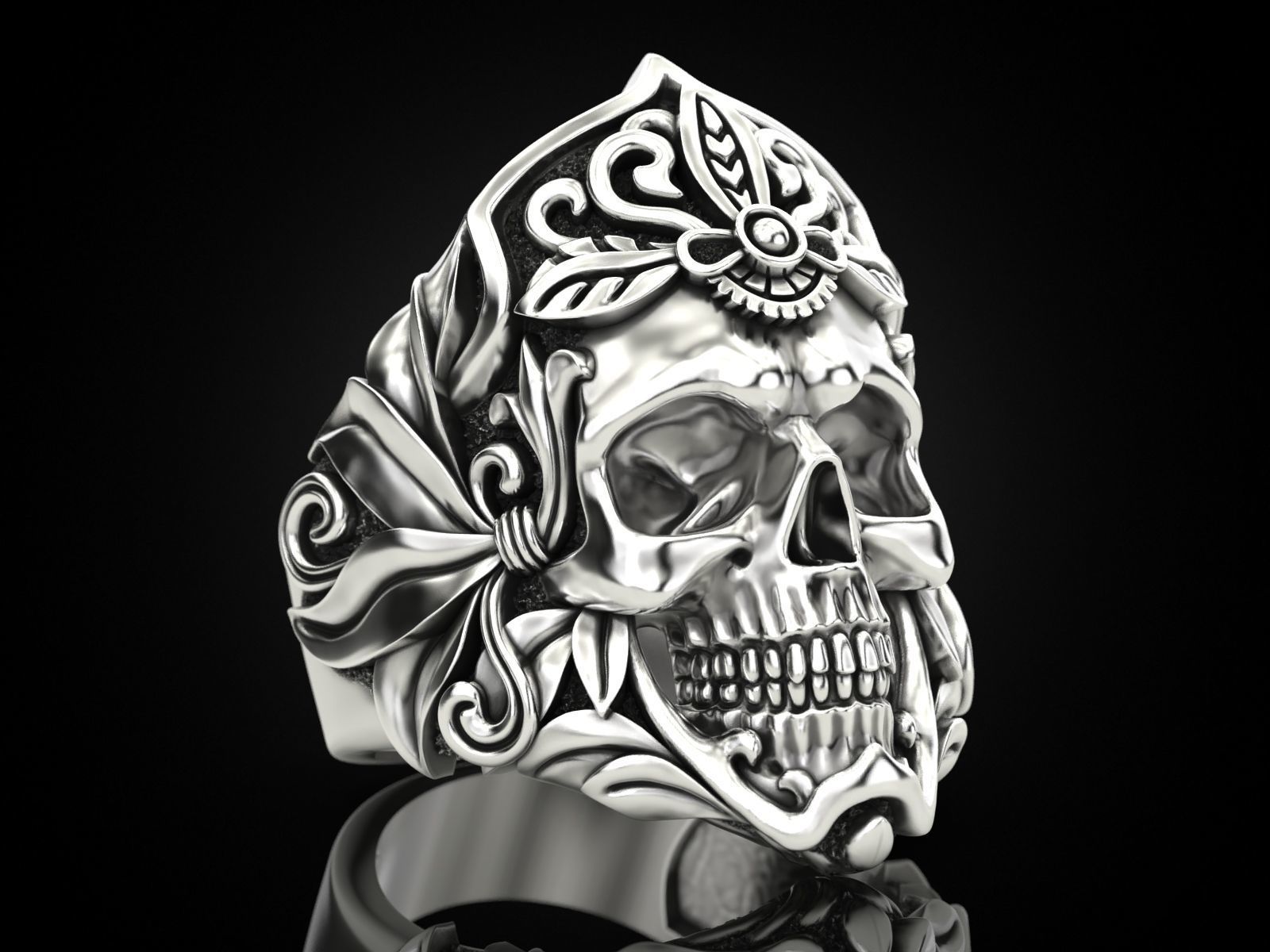 MORIOR INVICTUS Skull Ring 3D print model_13