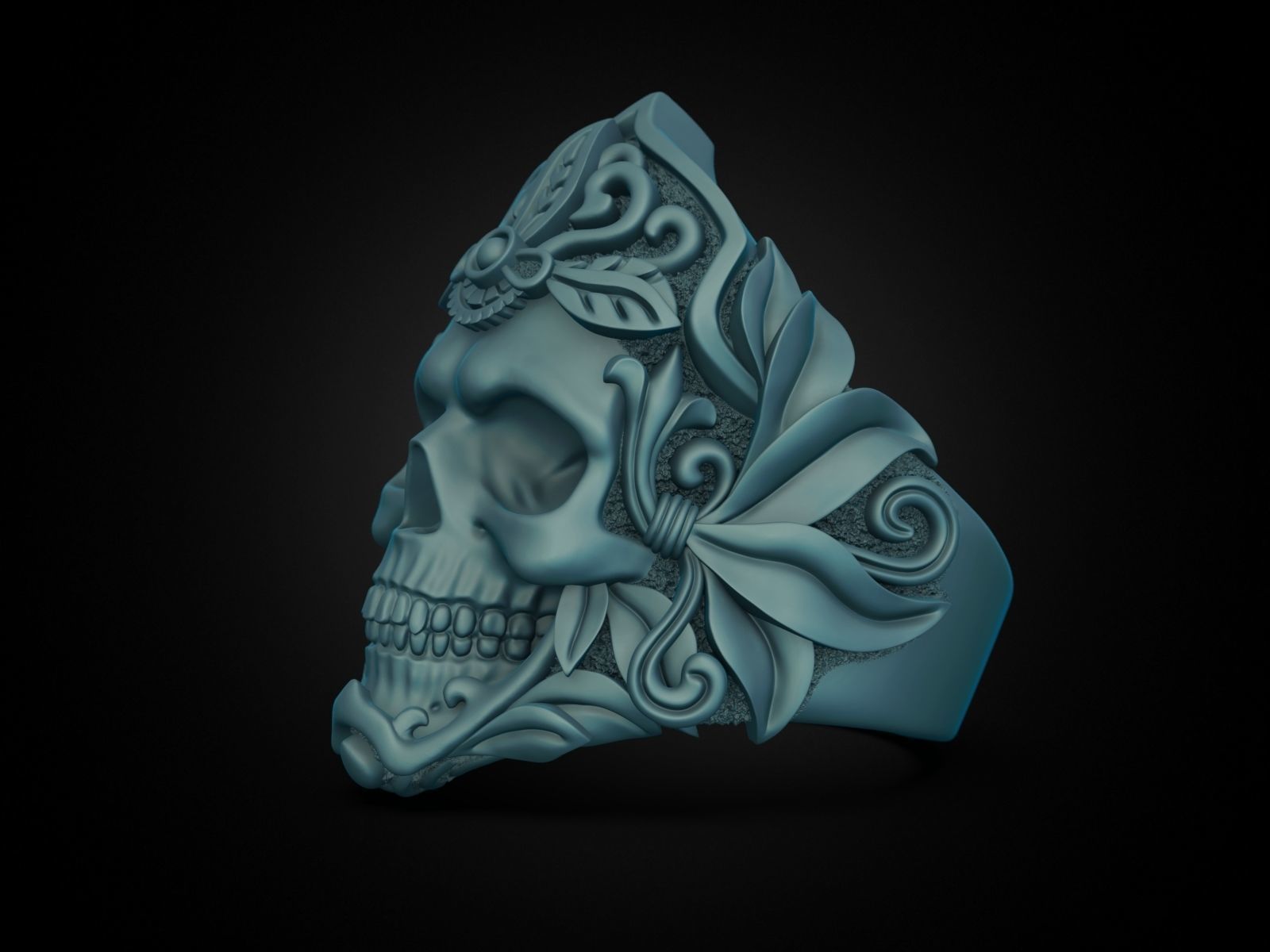 MORIOR INVICTUS Skull Ring 3D print model_29
