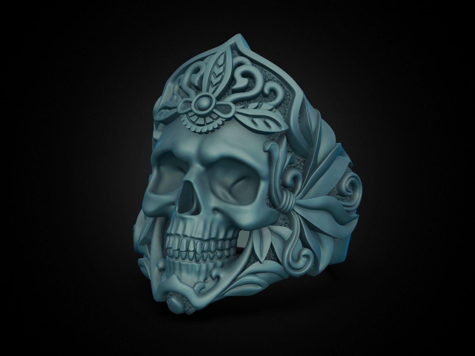 MORIOR INVICTUS Skull Ring 3D print model_27